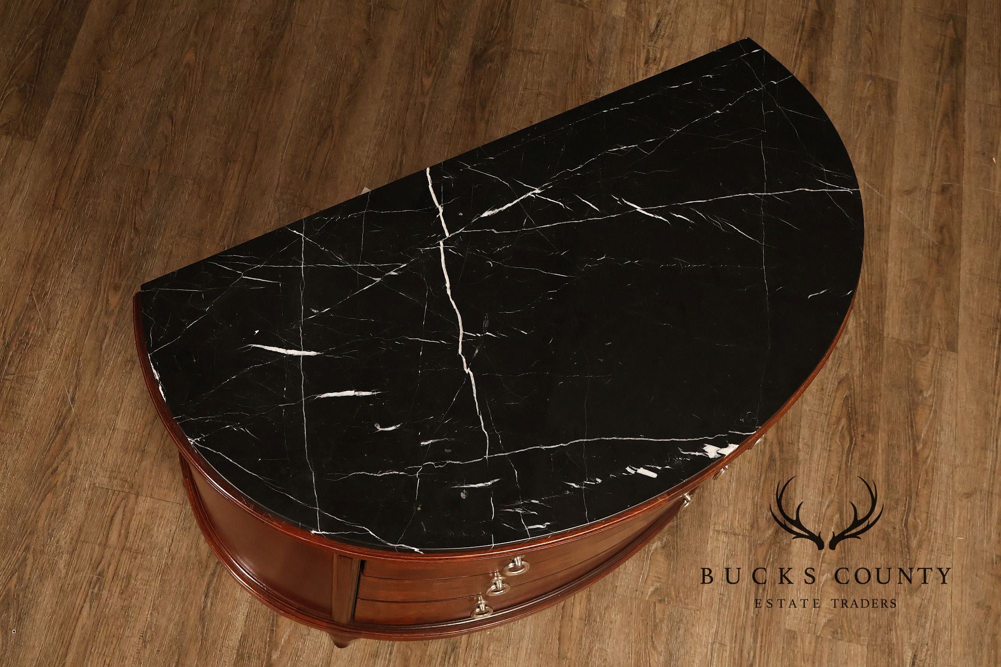 Thomasville Bogart Collection Pair of Marble Top Burlwood Commodes