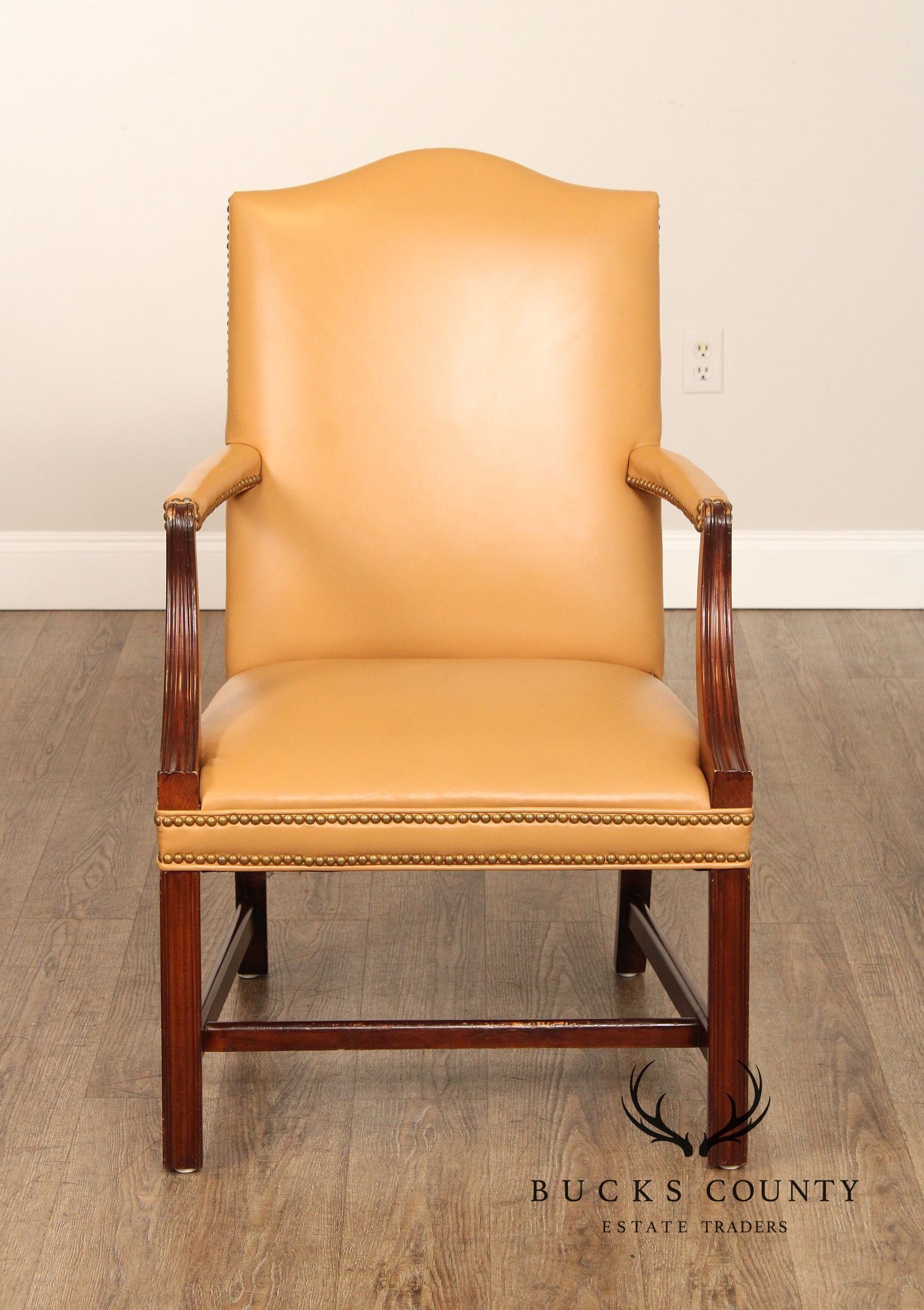 Chippendale Style Leather Martha Washington Armchair