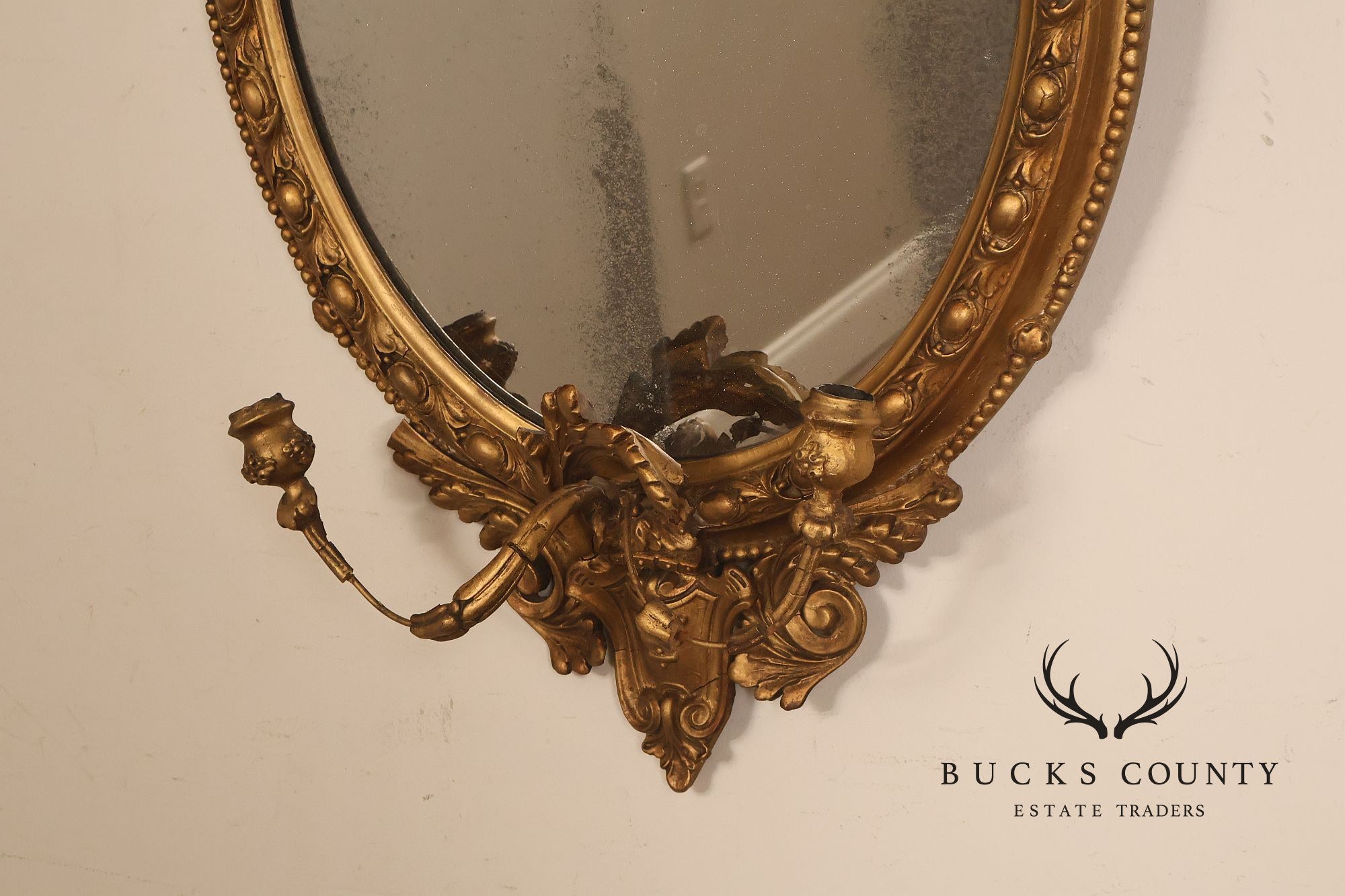Antique French Giltwood Girandole Mirror