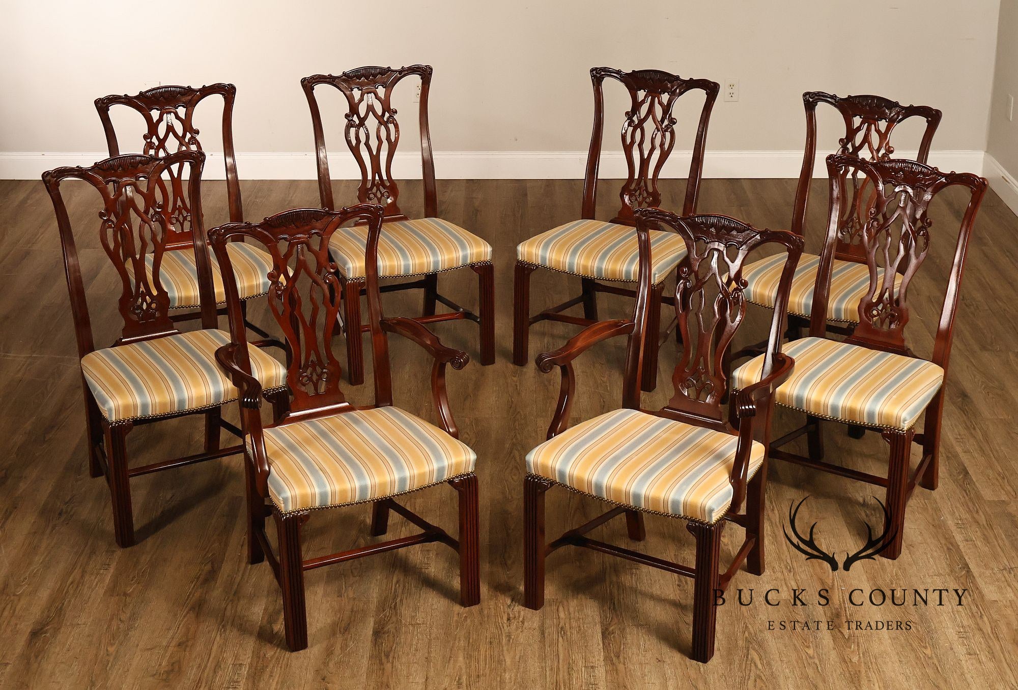Chippendale Style Set of Eight Mahogany Dining Chairs