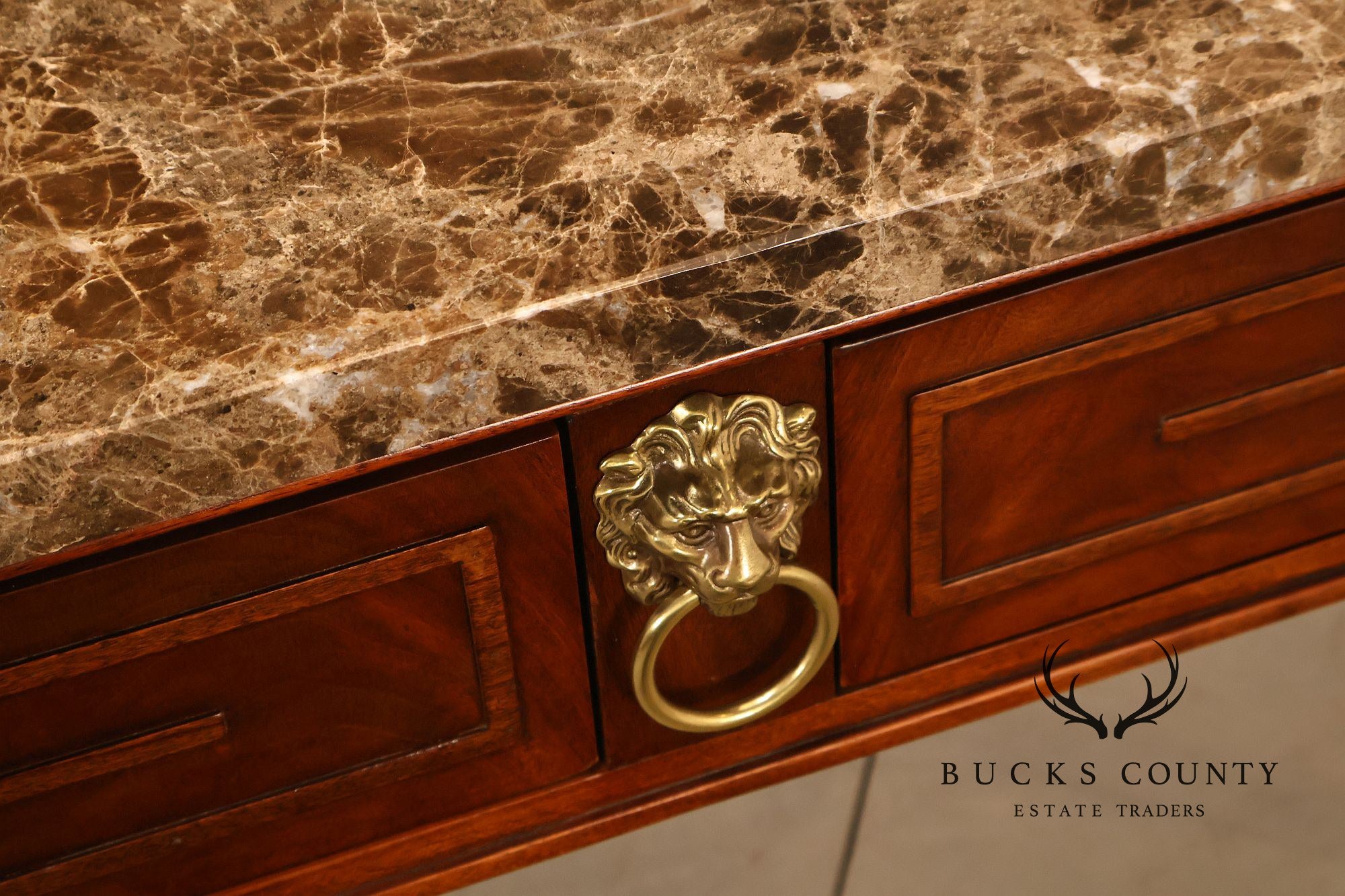 Henredon Historic Natchez Collection Regency Style Mahogany Marble Top Console Table