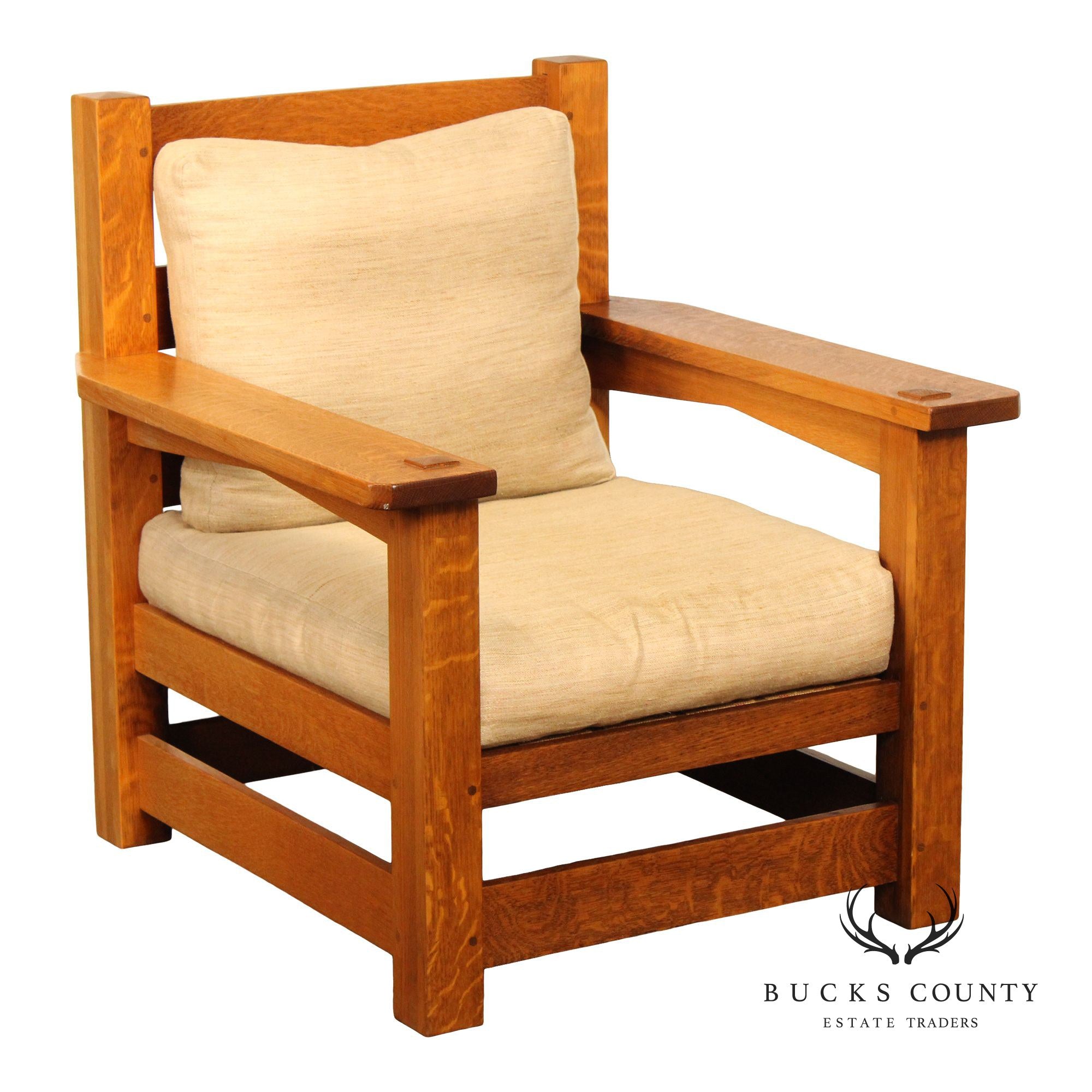 Arts And Crafts Style Benchmade Oak Eastwood Lounge Armchair