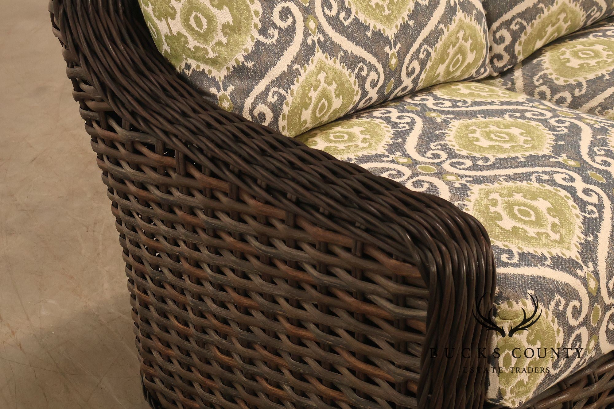 Lane Venture Woven Wicker Outdoor Sofa With Patterned Cushions