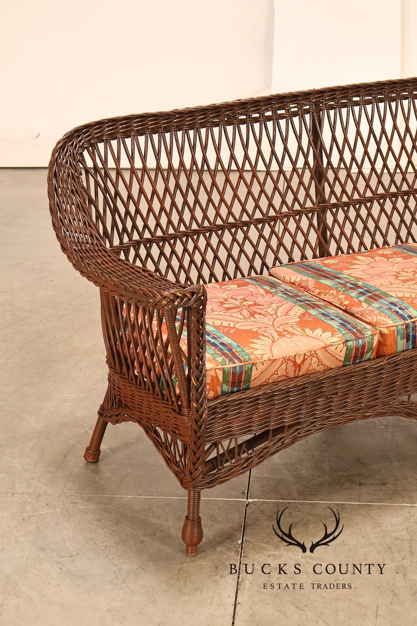 Antique Bar Harbor Style Wicker Sofa