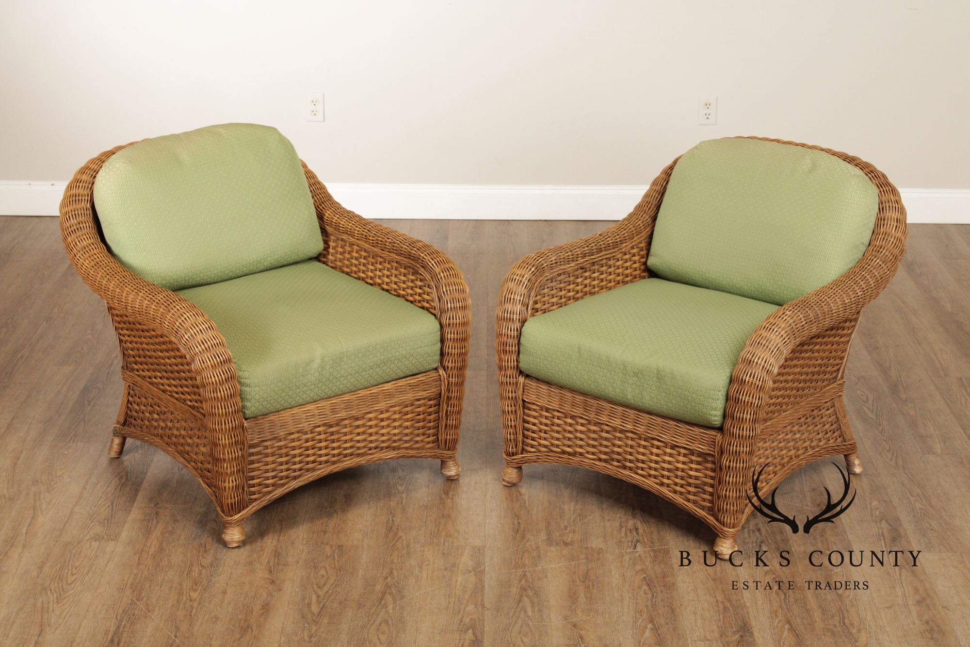 Braxton Culler Pair of Wicker Lounge Chairs