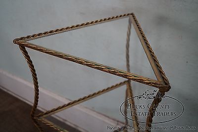 Vintage Italian Gilt Metal Rope & Tassel Triangular Etagere