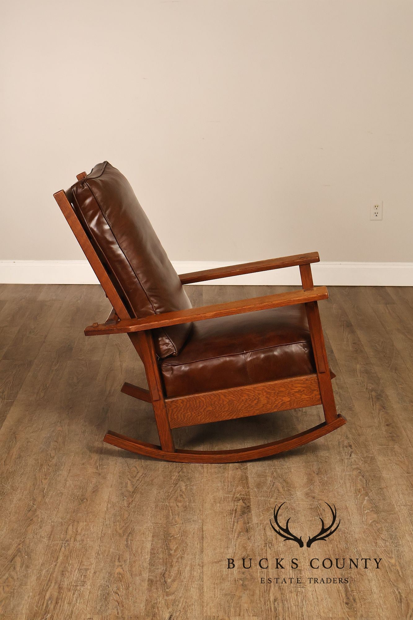 Antique L & JG Stickley Mission Oak Morris Rocker