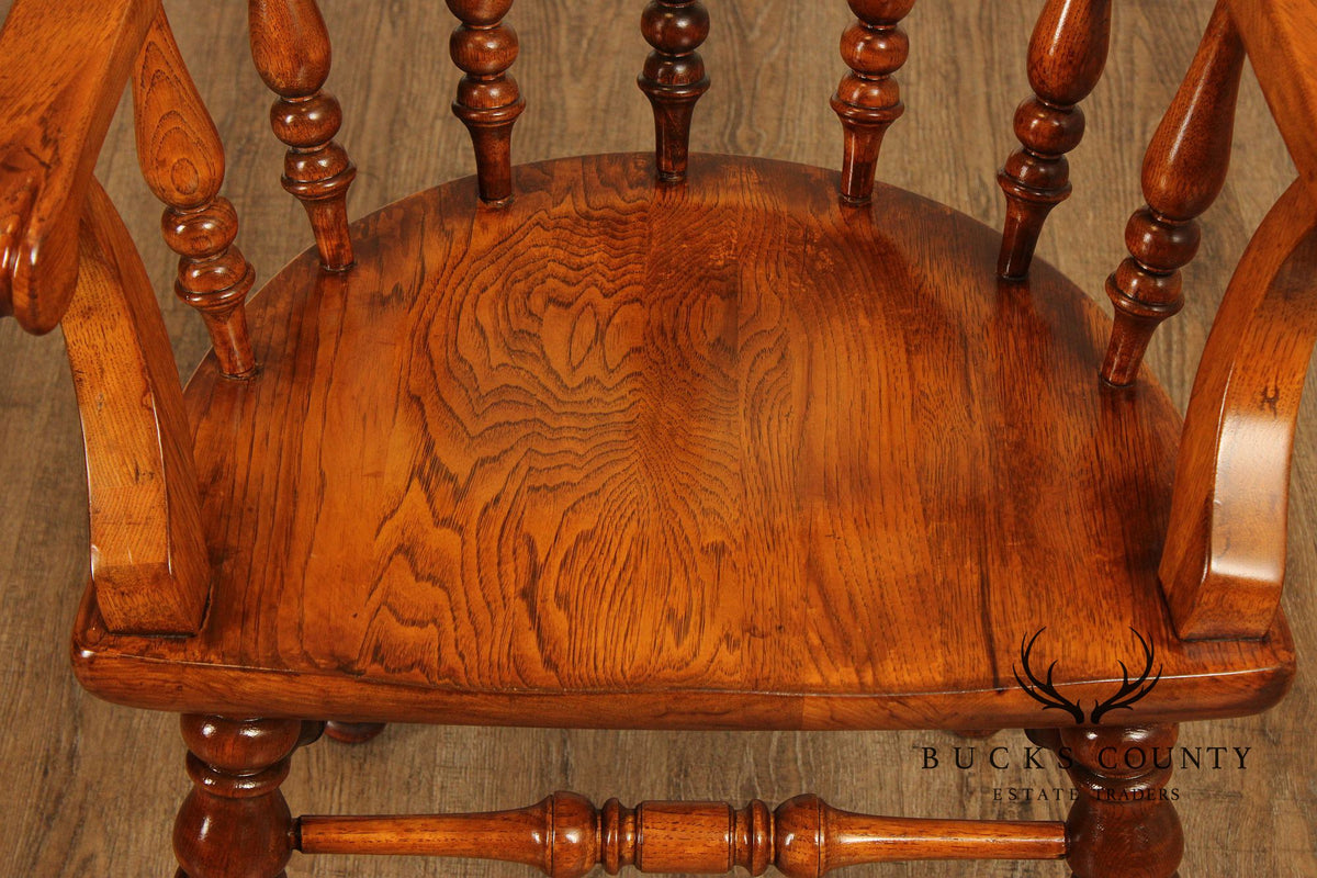 English Traditional Style Set of Four Oak Dining Armchairs