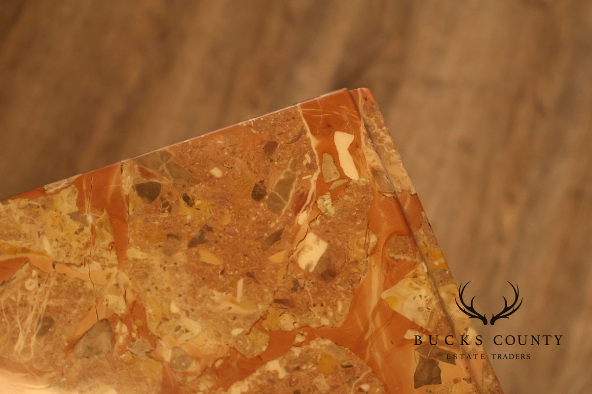 Louis XVI Style Marble Top Marquetry And Bronze Mounted Cabinet