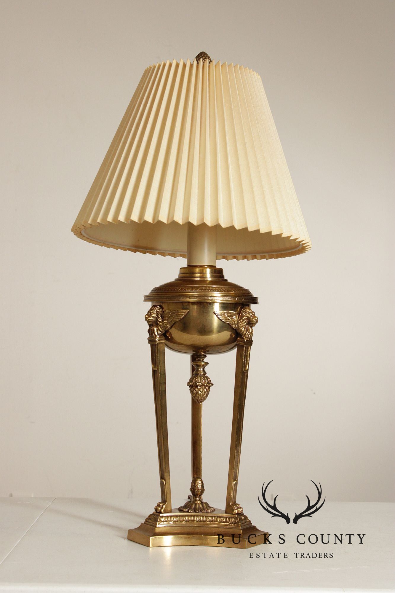 Empire Style Vintage Brass Table Lamp