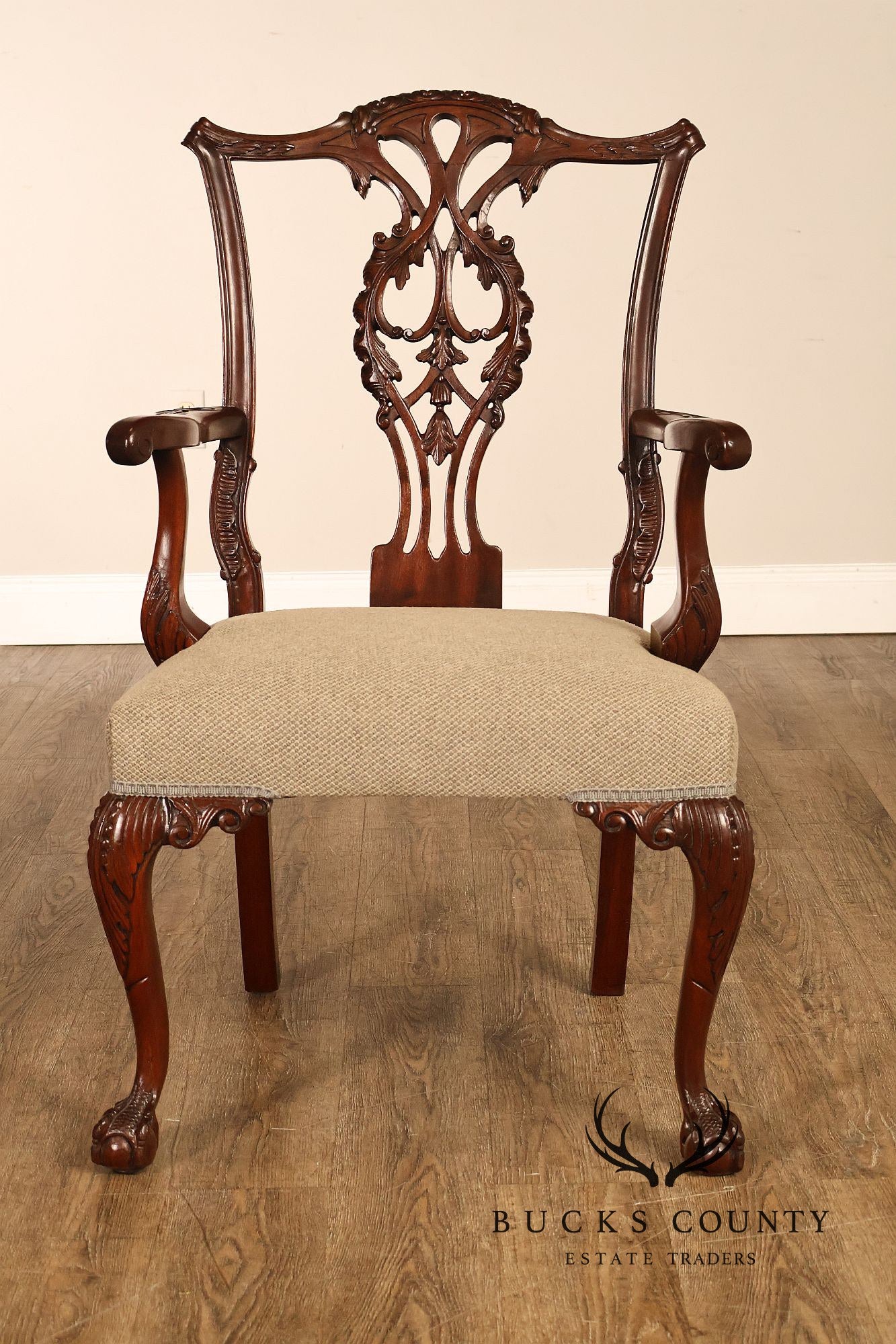 Chippendale Style Set of Eight Carved Mahogany Dining Chairs