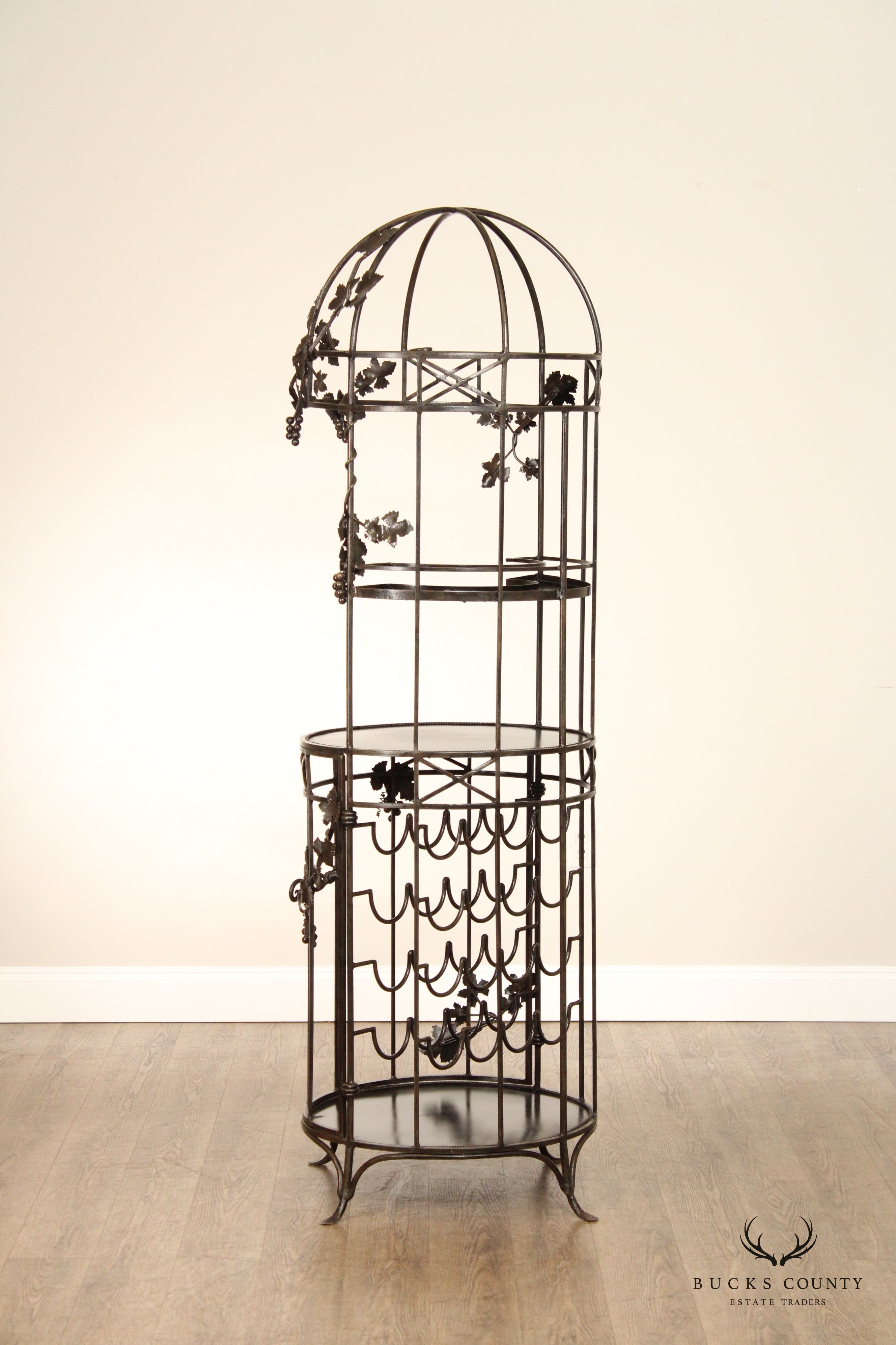 Vintage Wrought Iron Wine Bar Cabinet Wine Rack