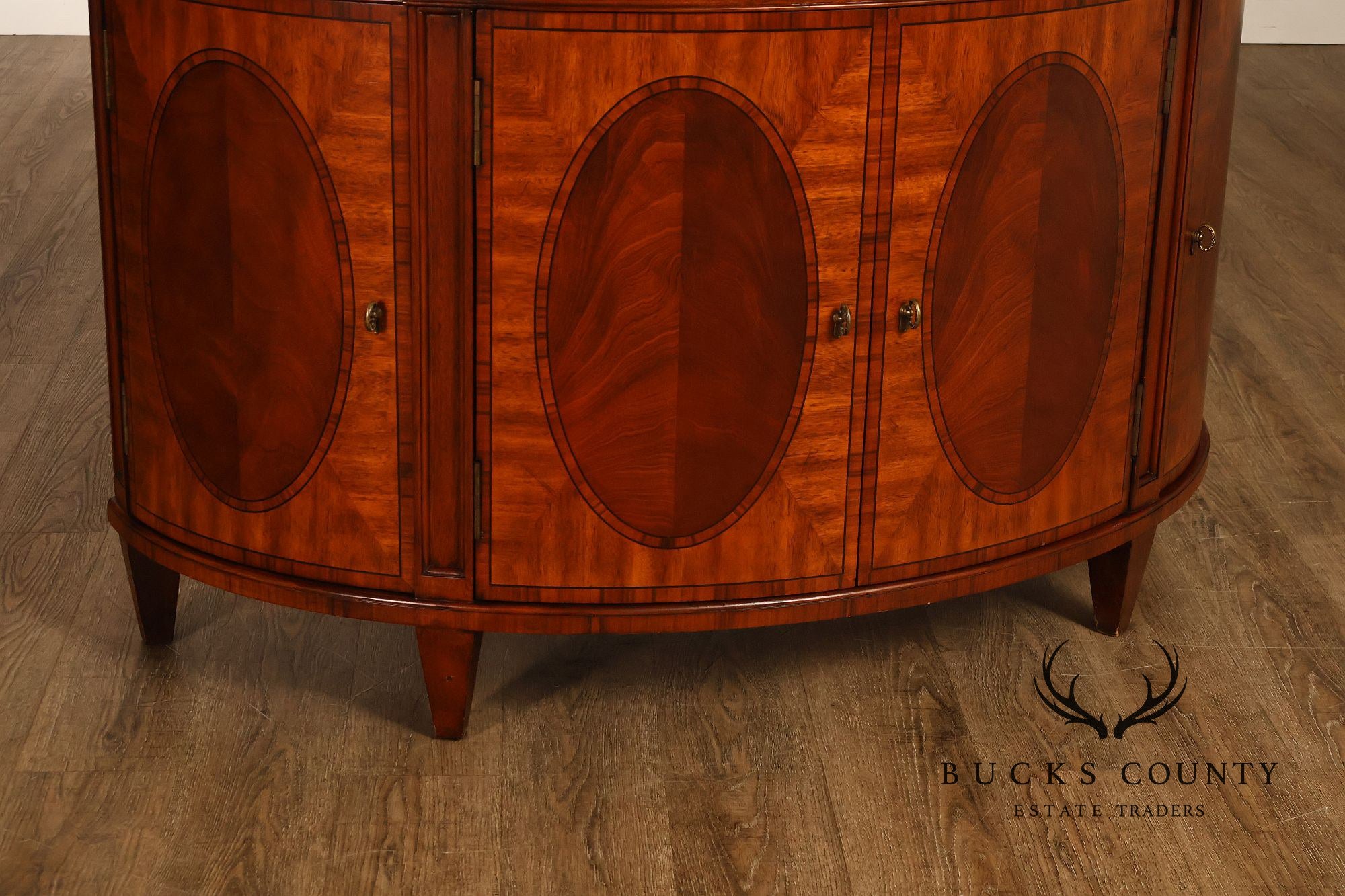 Ethan Allen Mahogany Newport Collection Demilune Cabinet Console