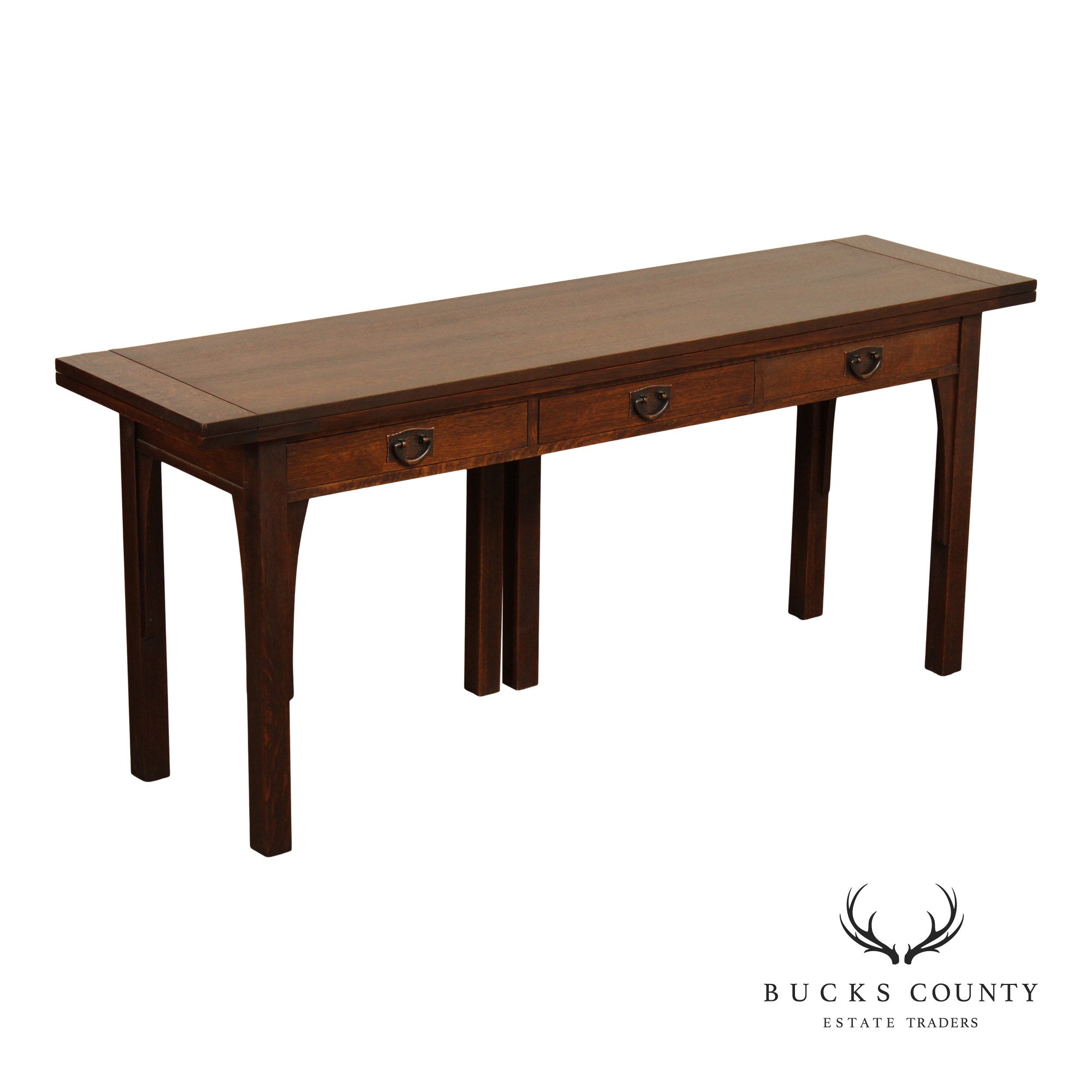 Stickley Mission Collection Oak Flip Top Long Console Table