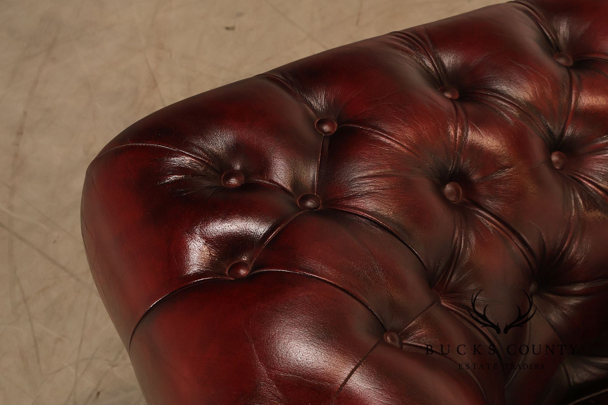 Chesterfield Style Oxblood Leather Sofa