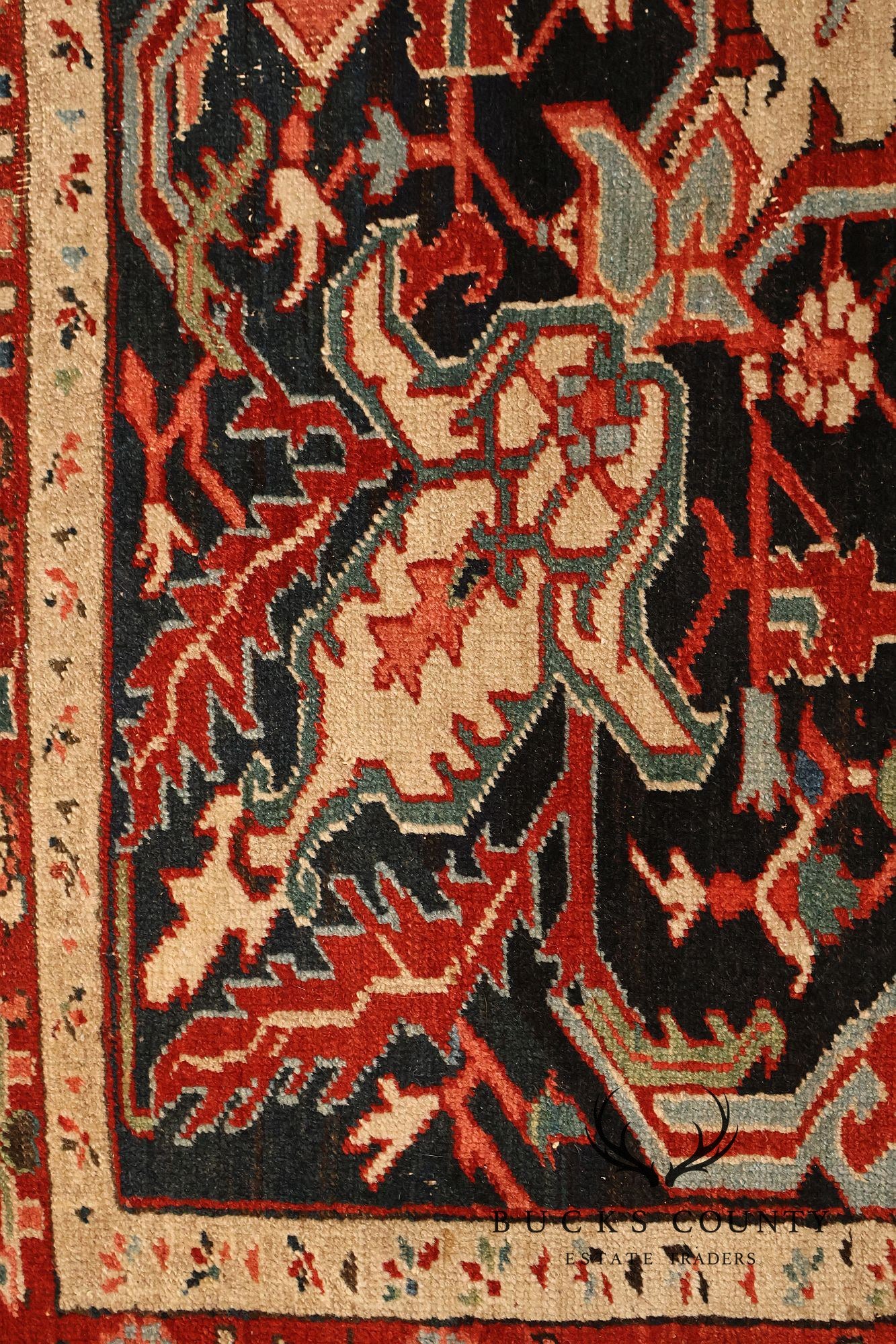 Antique Persian Heriz Hand-Knotted Area Rug – 9'1" x 12'10"