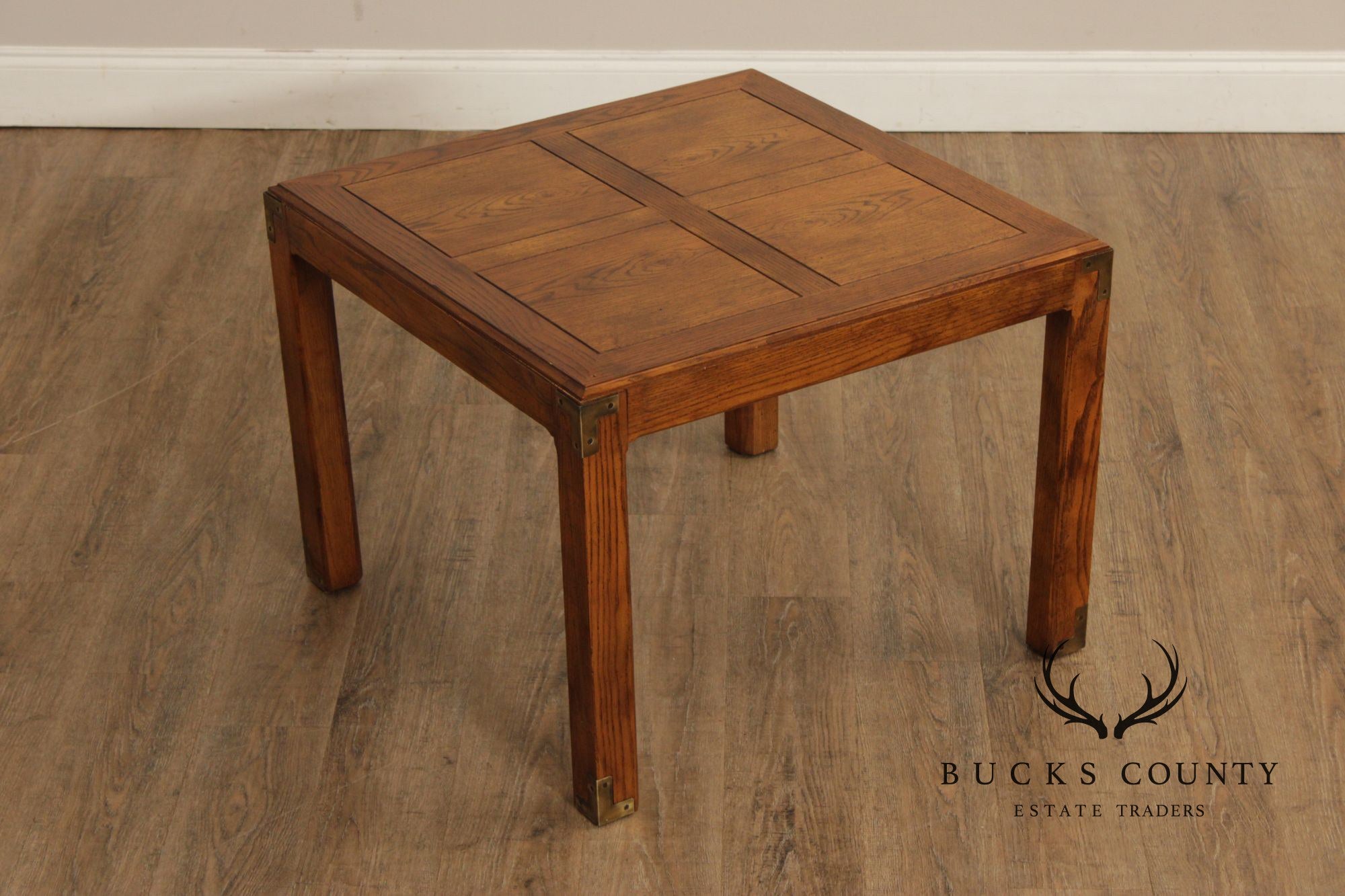 Henredon 'Artefacts' Oak and Brass Campaign End Table