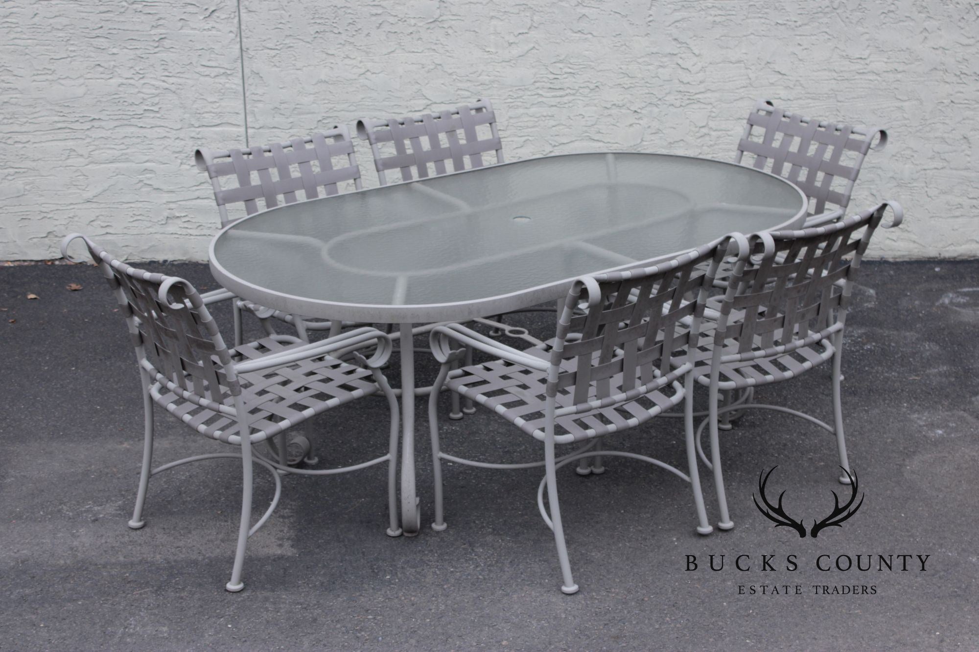 Woodard Ramsgate Oval Patio Dining Table And Six Chairs Set