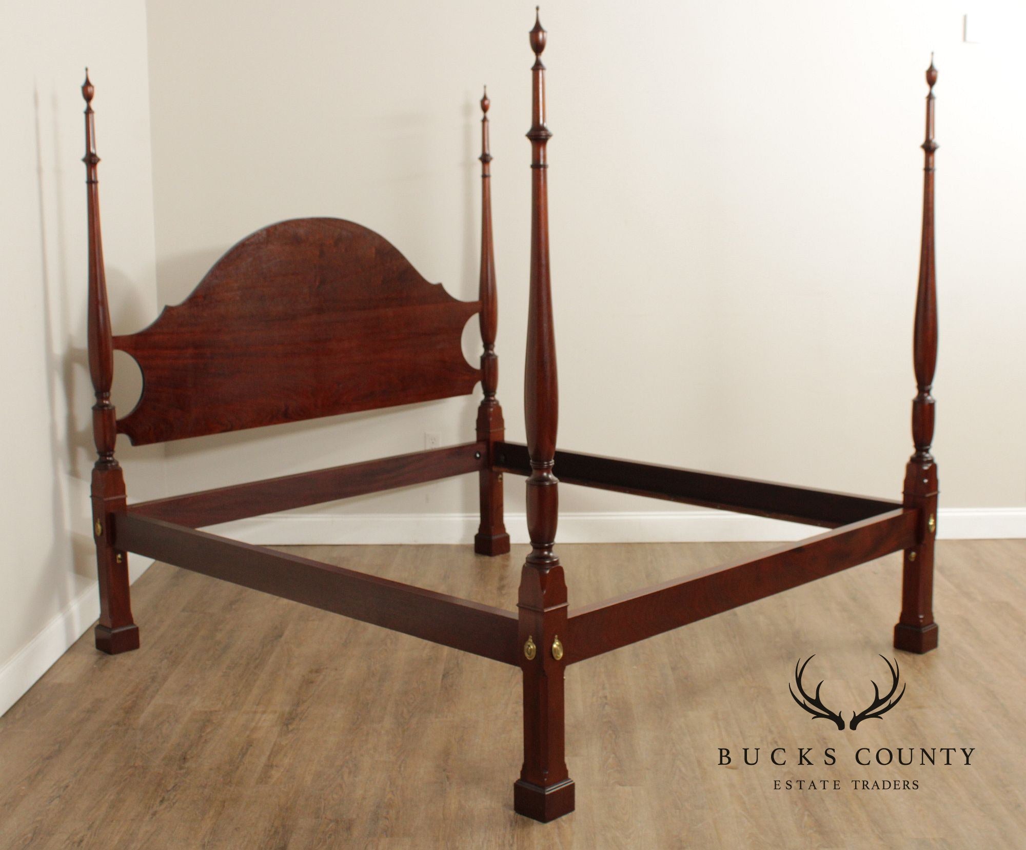 Custom Quality Federal Style Carved Mahogany California King  Poster Bed Frame
