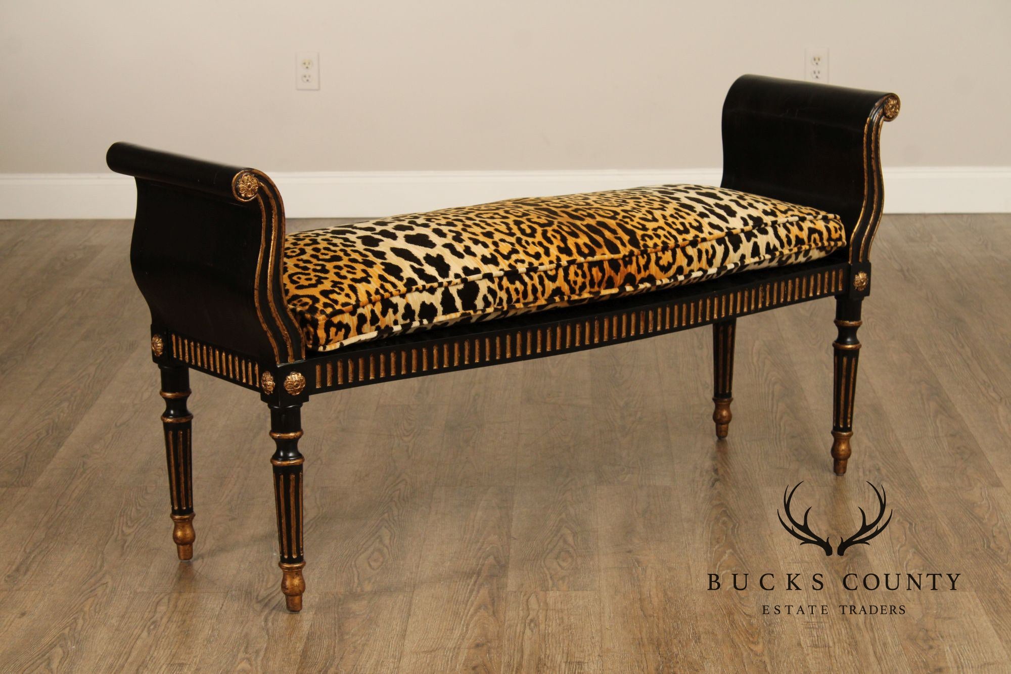 John Richard George III Style Ebonized Window Bench