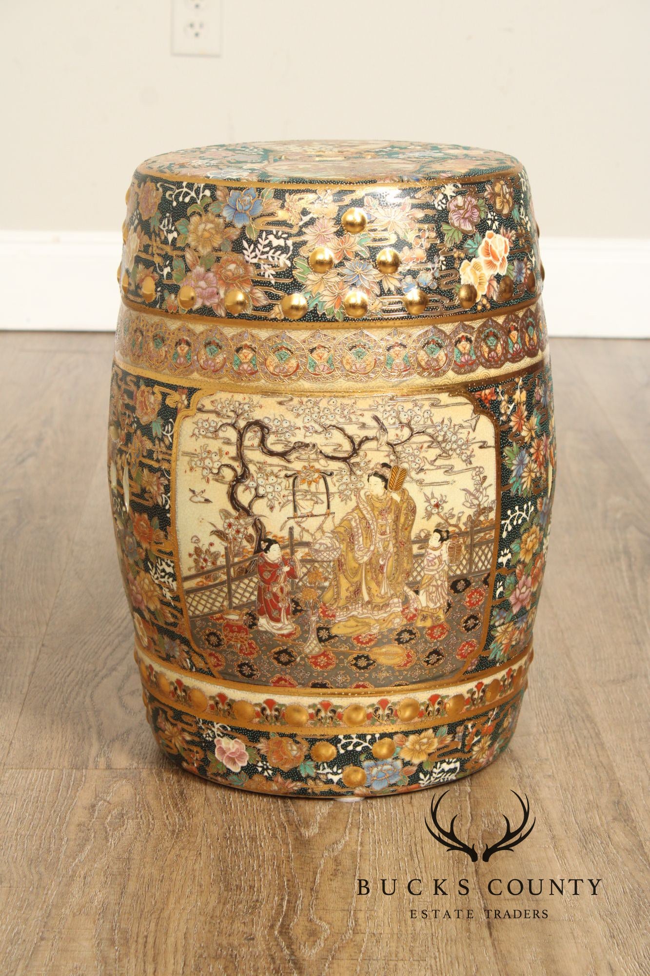 Japanese Satsuma Porcelain Garden Stool