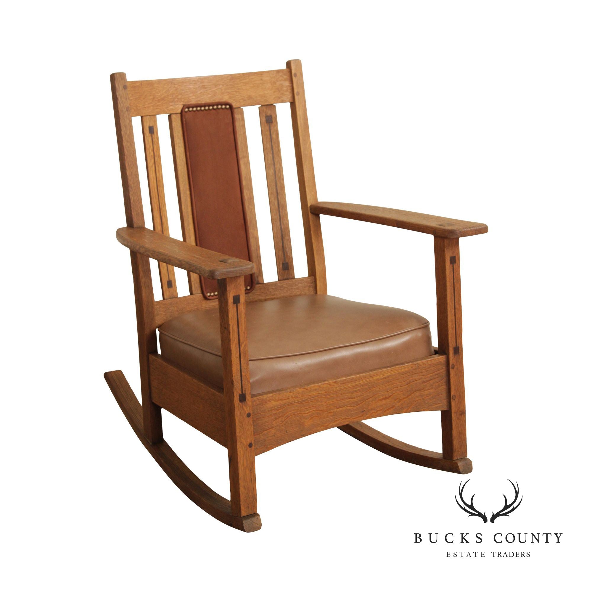 Limbert Mission Inlaid Oak Rocker