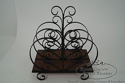 Custom Ornate Scrolled Wrought Iron Spanish Style Magazine Stand