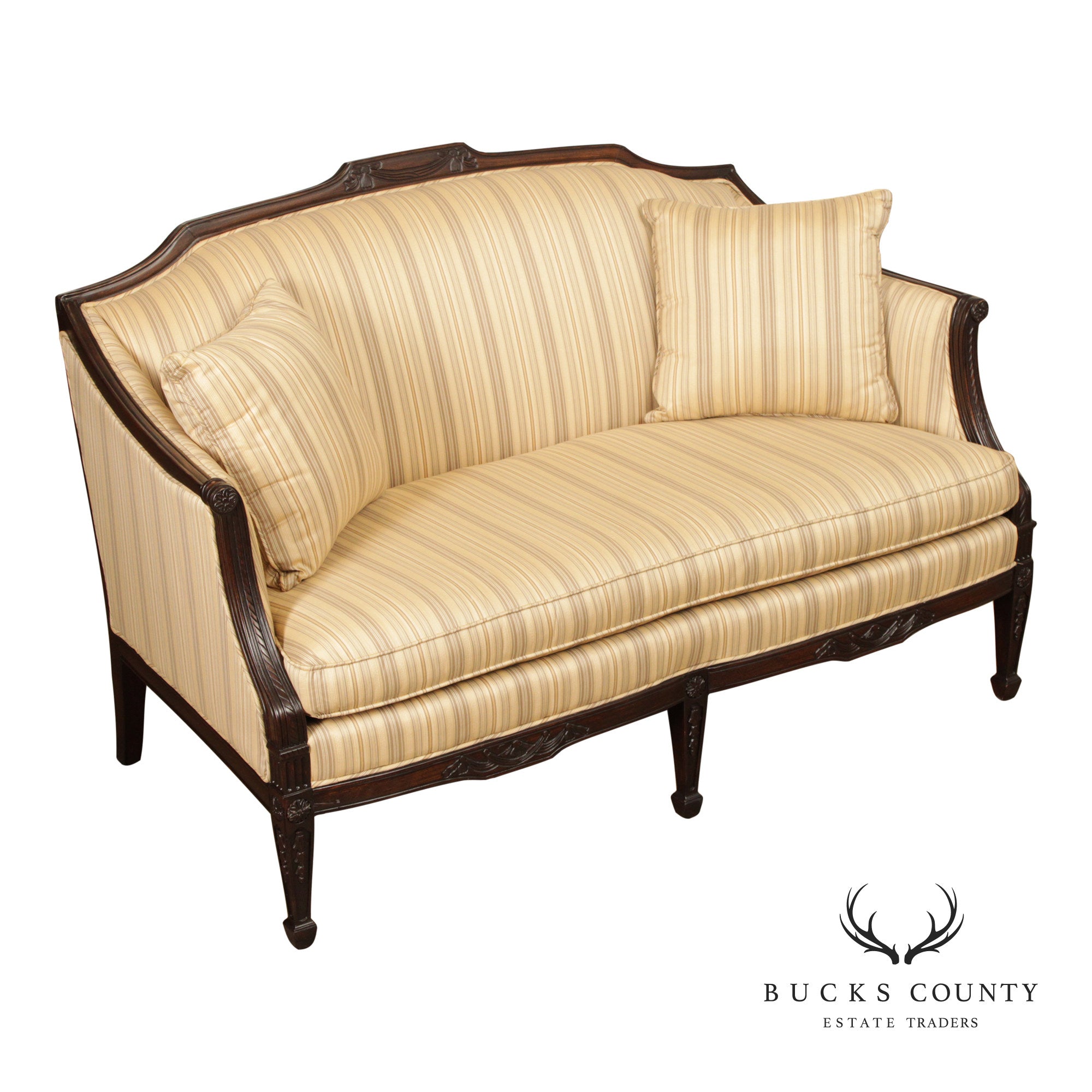 Hepplewhite Style Mahogany Settee By Key City
