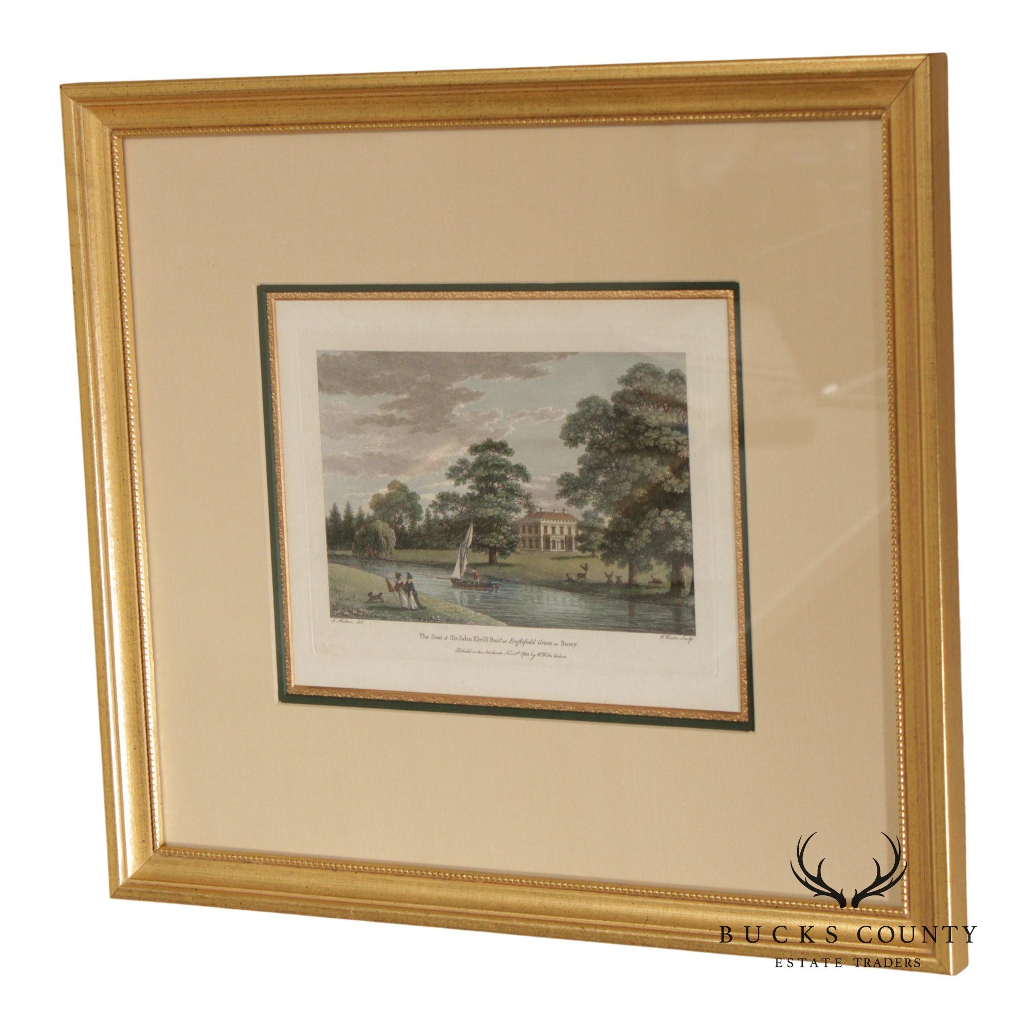 W. Angus Framed Colored Print of English Estate