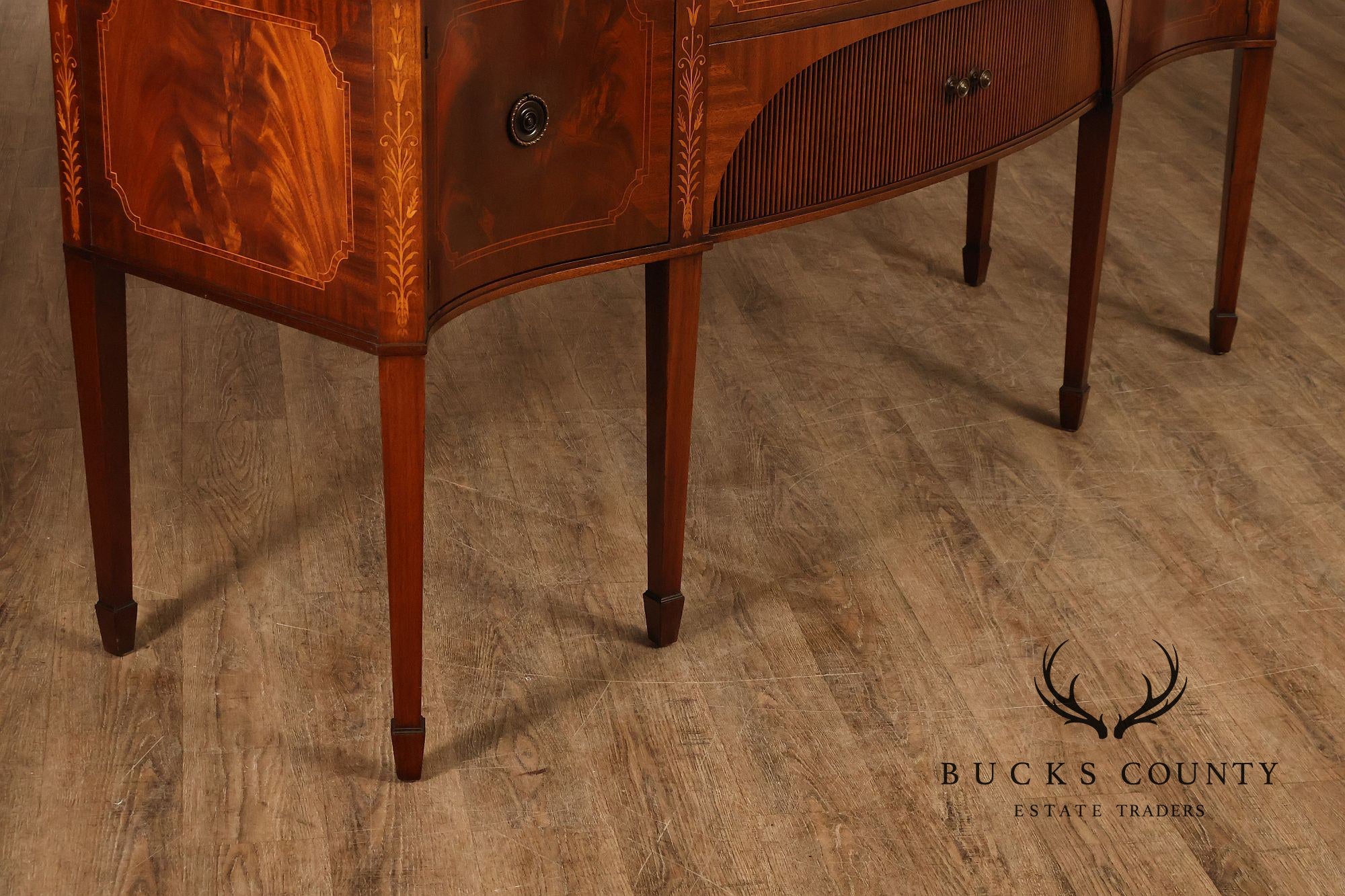Federal Style  Custom Mahogany Sideboard With Inlay And Tambour Door