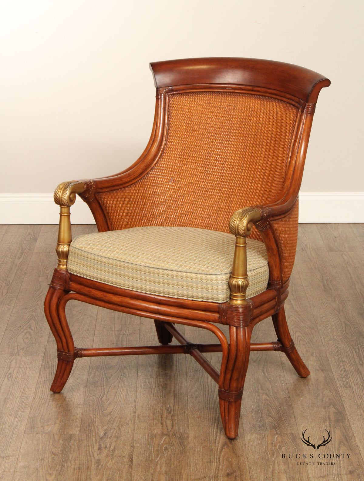 Ethan Allen British Colonial Style Rattan 'Bermuda' Armchair
