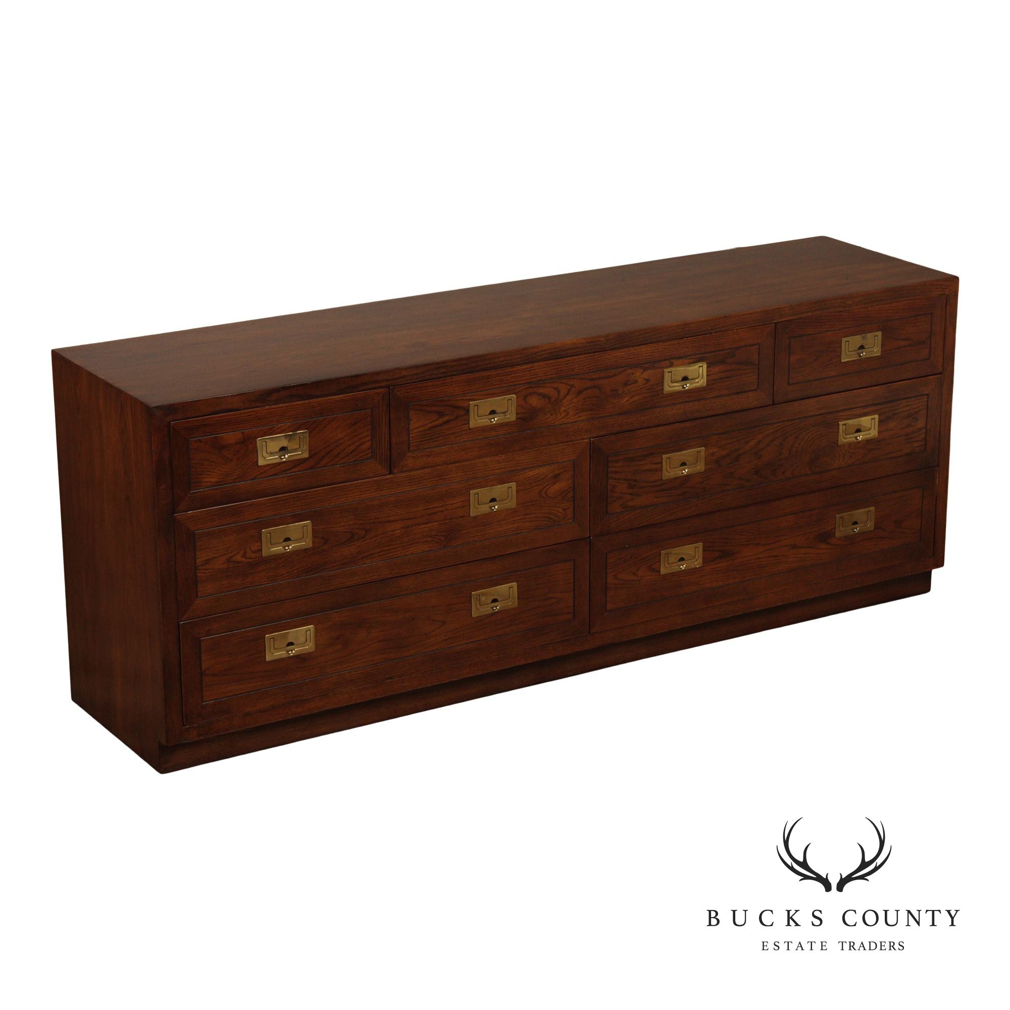 Henredon Campaign Style Seven-Drawer Dresser