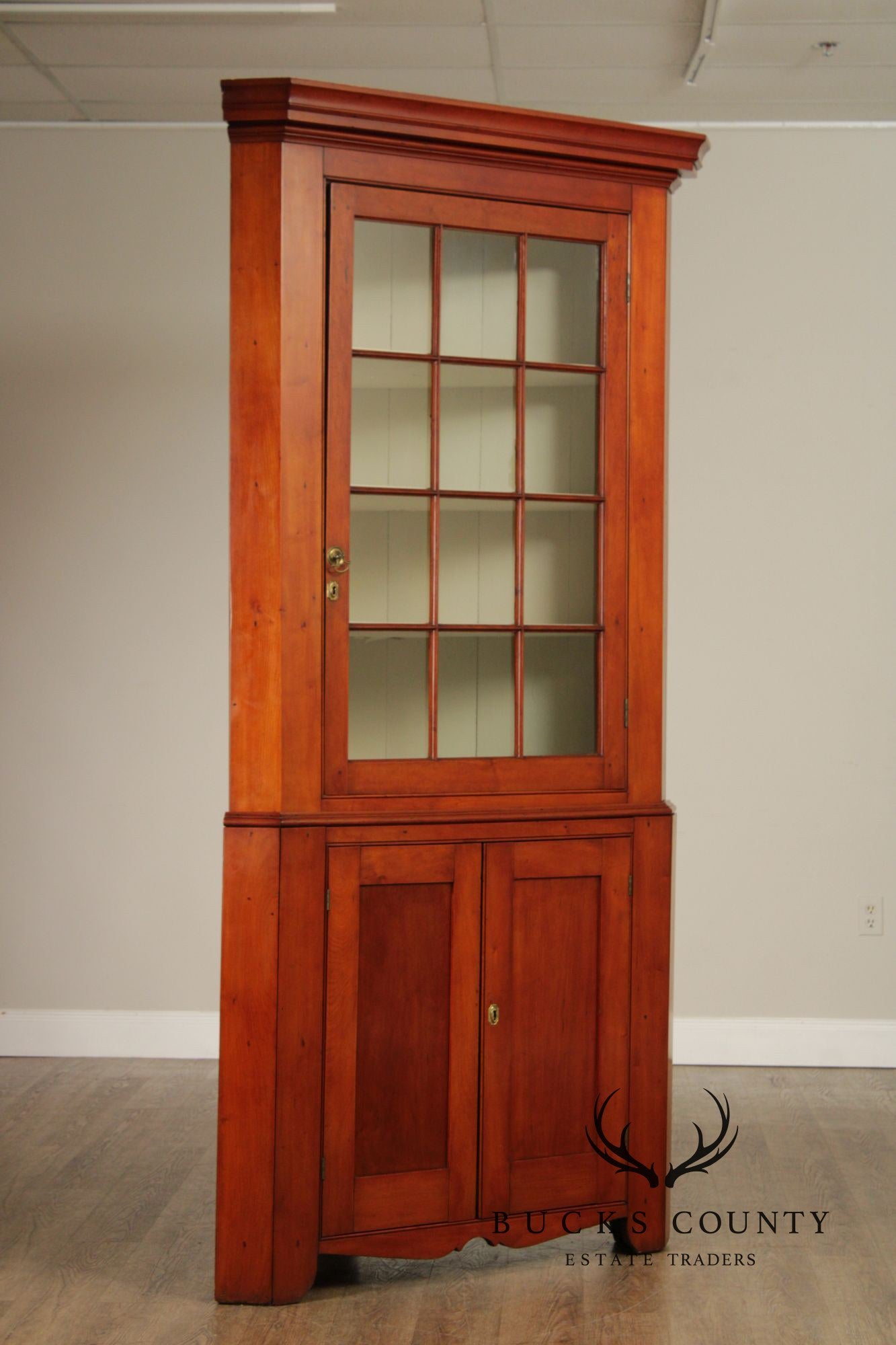 Antique American Farmhouse Cherry Corner Cabinet