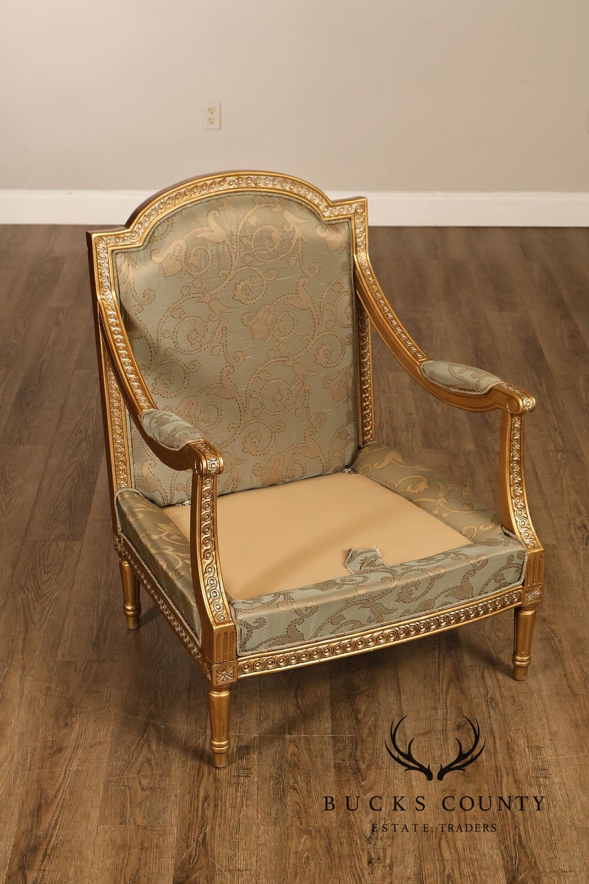 French Louis XVI Style Pair of Bergere Armchairs