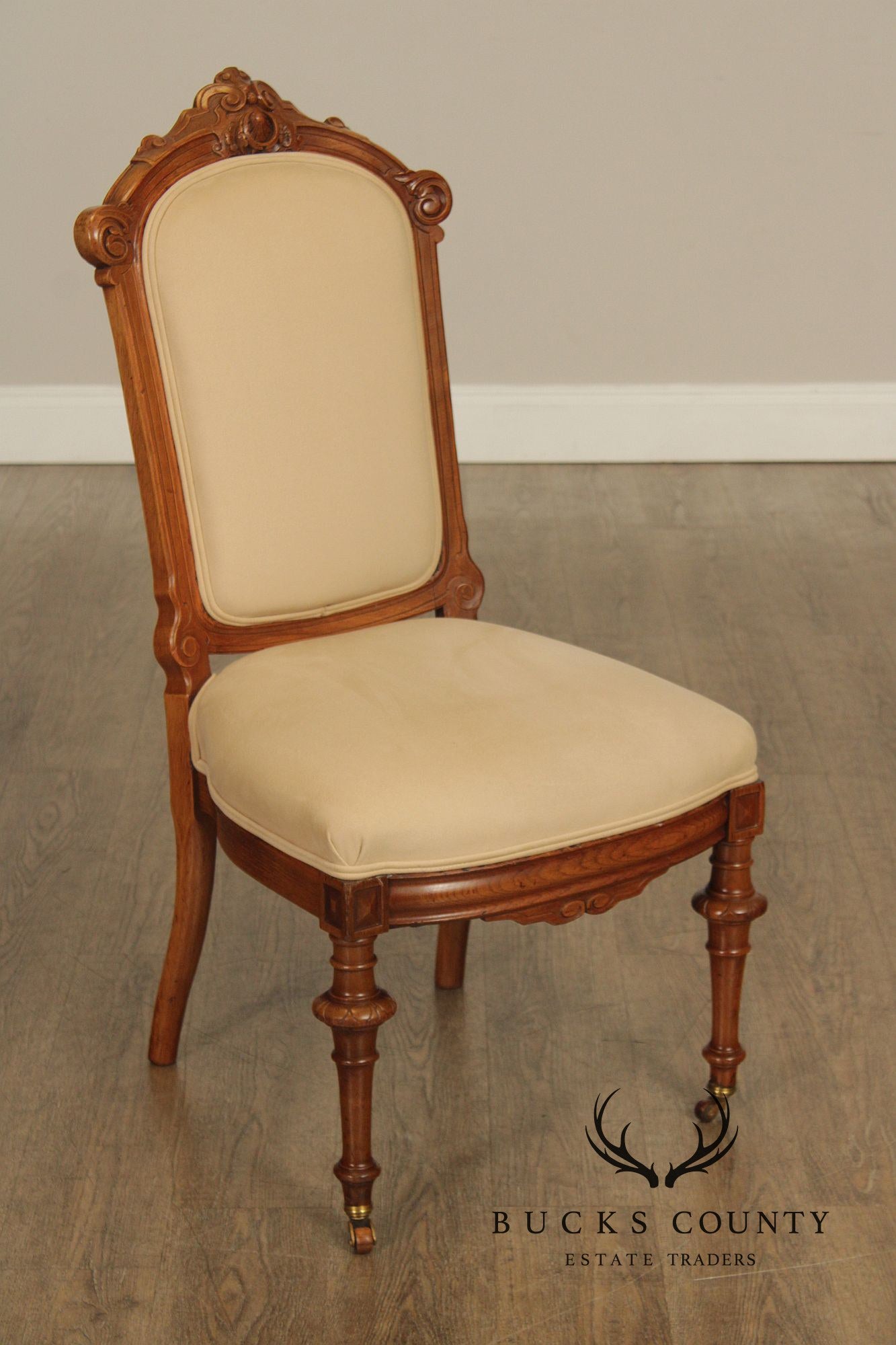 Antique Victorian Pair of Walnut Parlor Side Chairs