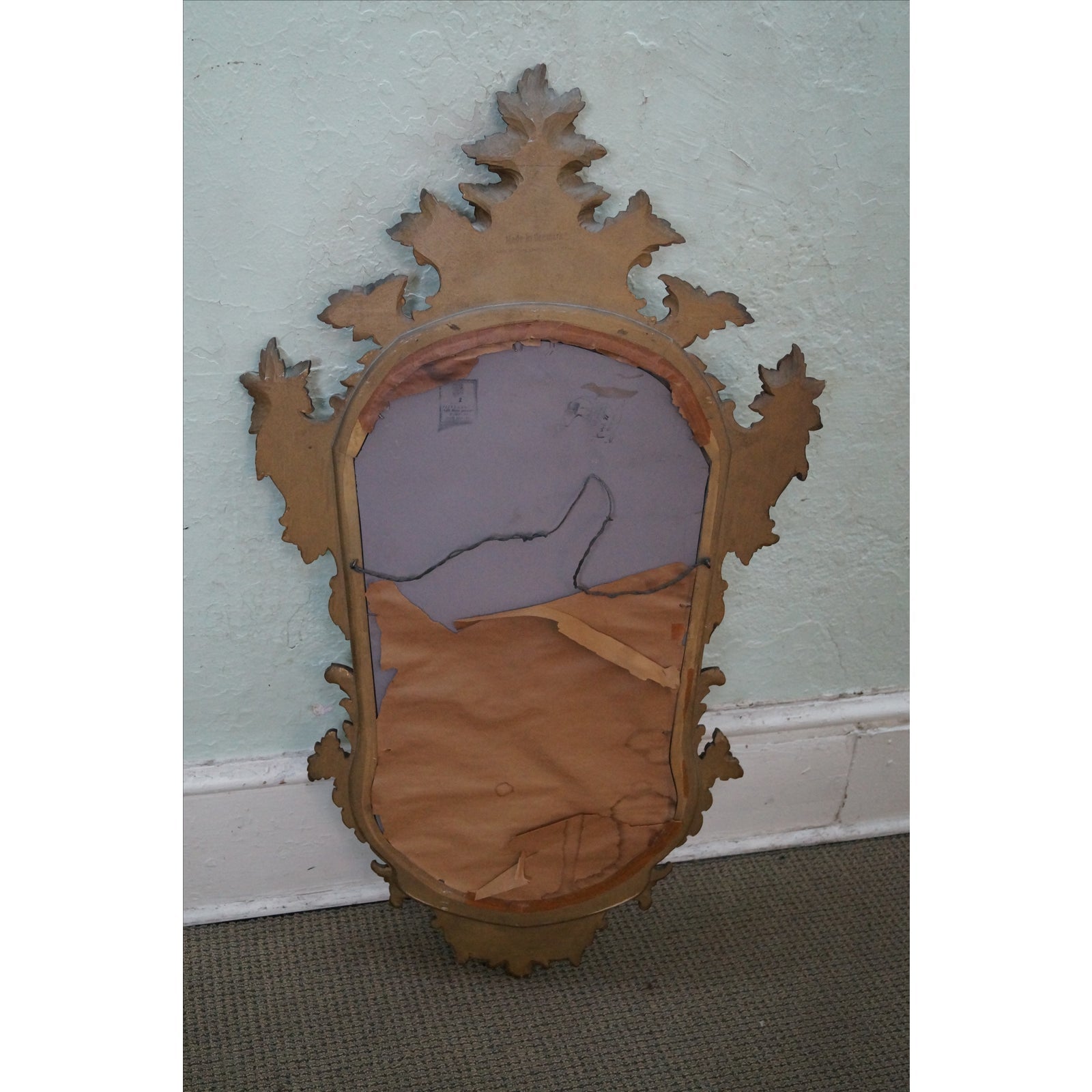 1950s Gilt Wood Rococo Hanging Wall Mirror