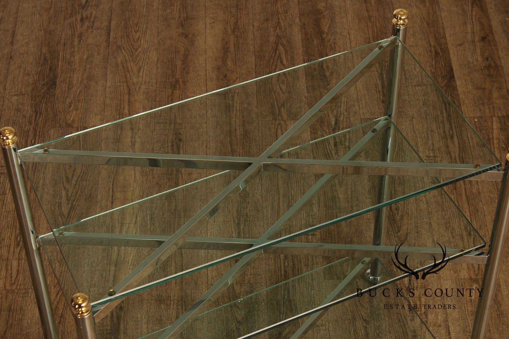 Mid Century Modern Style Chrome & Glass Cart