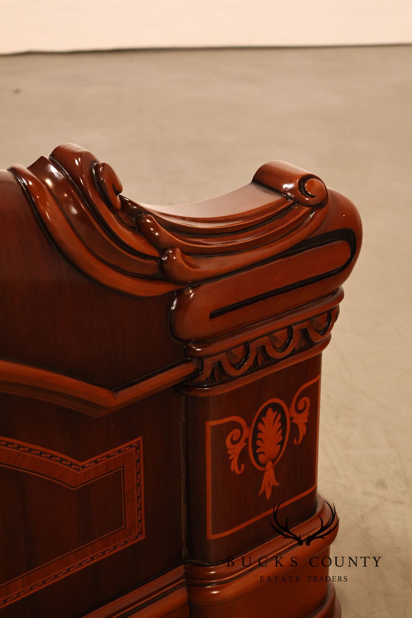 Italian Neoclassical Style King Size Mahogany Inlaid Bed