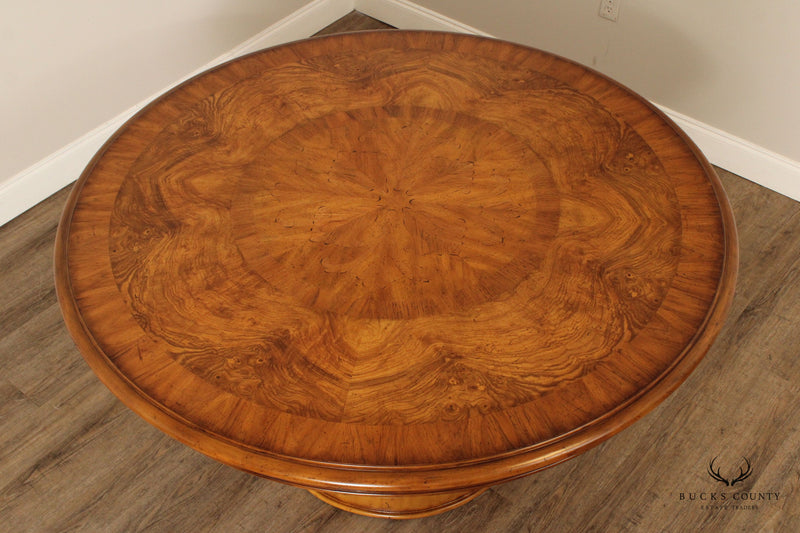 Empire Style Burlwood Pedestal Round Dining Table