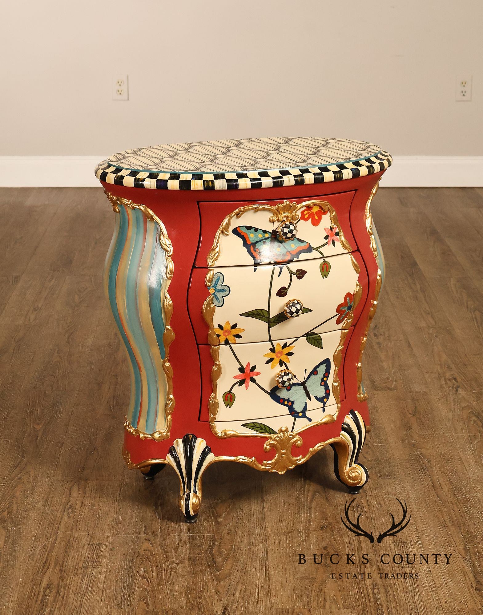 Mackenzie-Childs Butterfly Conservatory Bombe Accent Chest