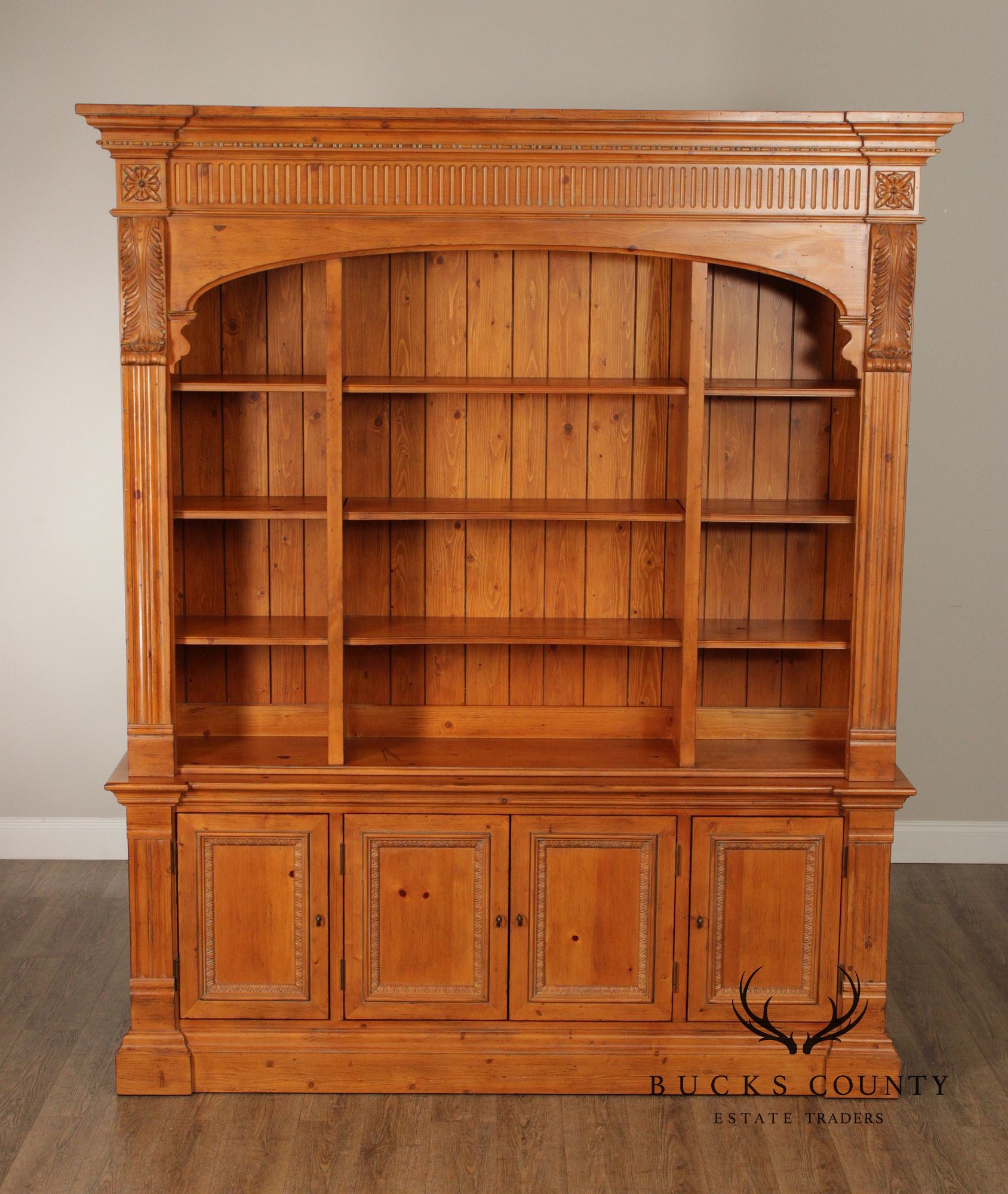 Ethan Allen Large Pine Architectural Library Bookcase