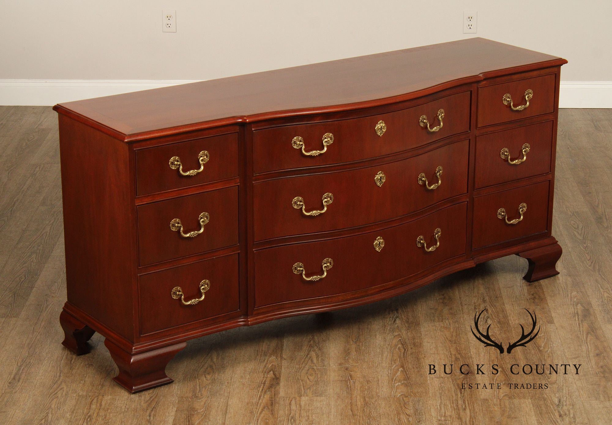 Baker Georgian Style Mahogany Triple Chest of Drawers