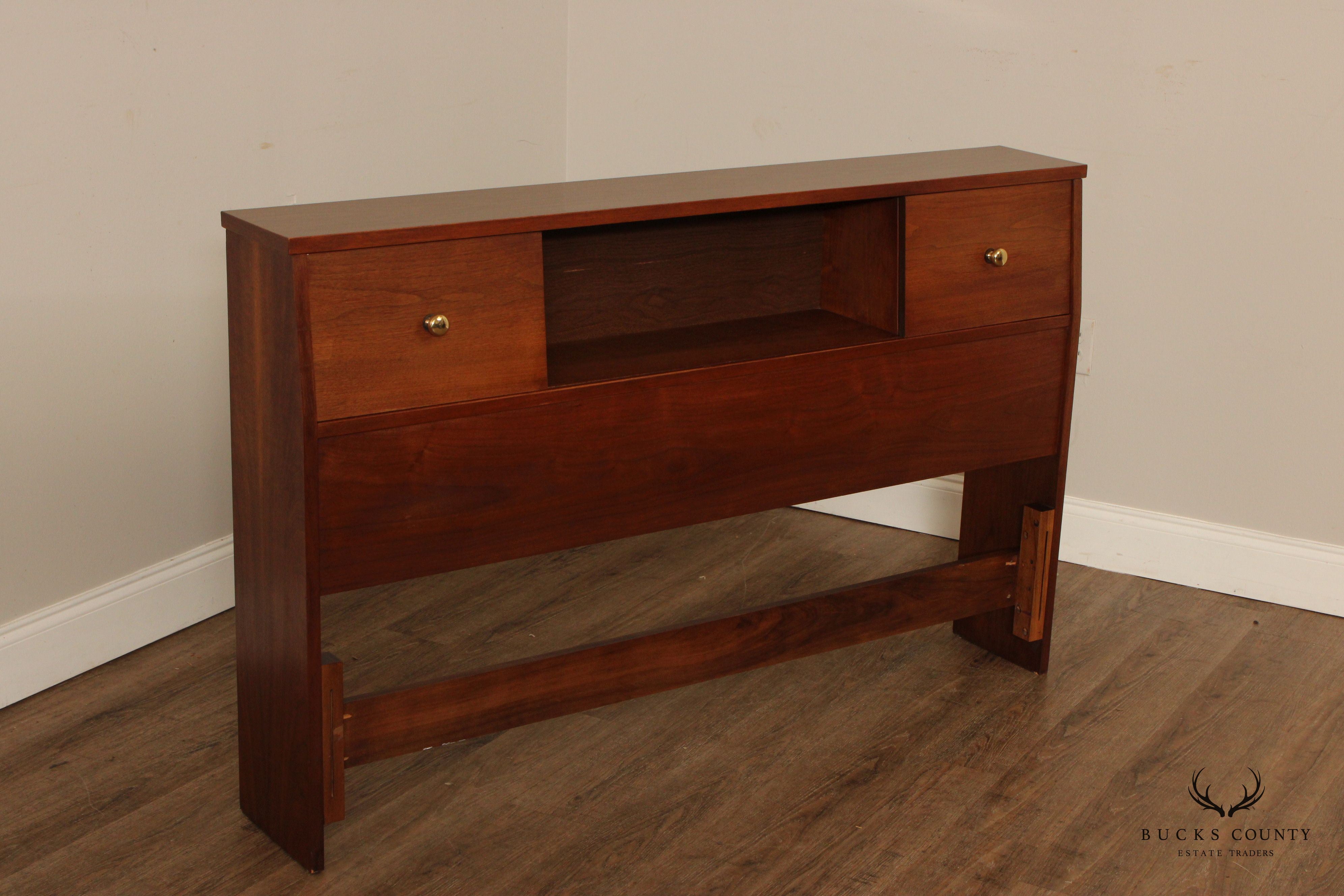 Mid Century Modern Walnut Storage Headboard