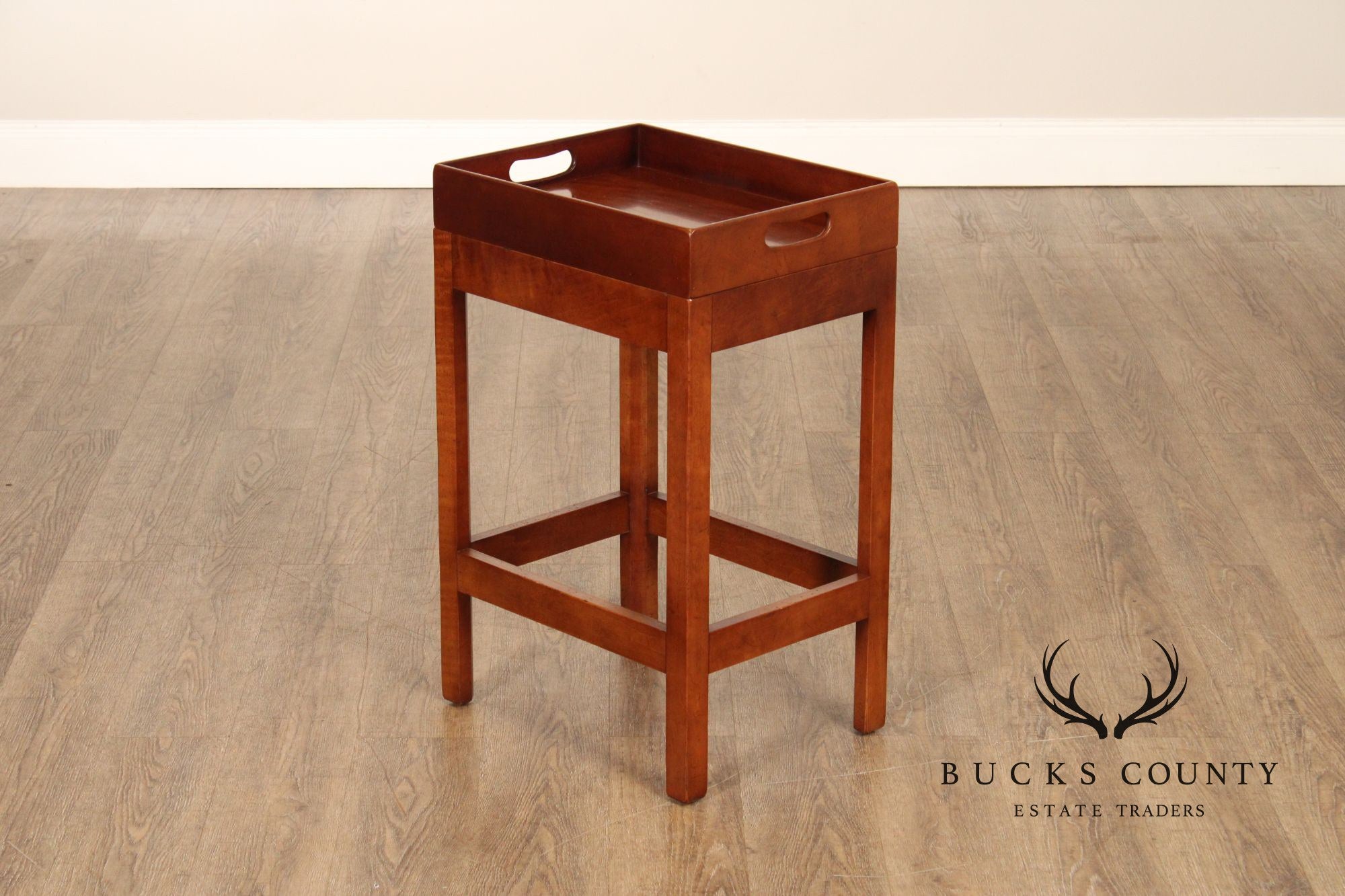 Chippendale Style Pair of Cherry Butler Tray Side Tables