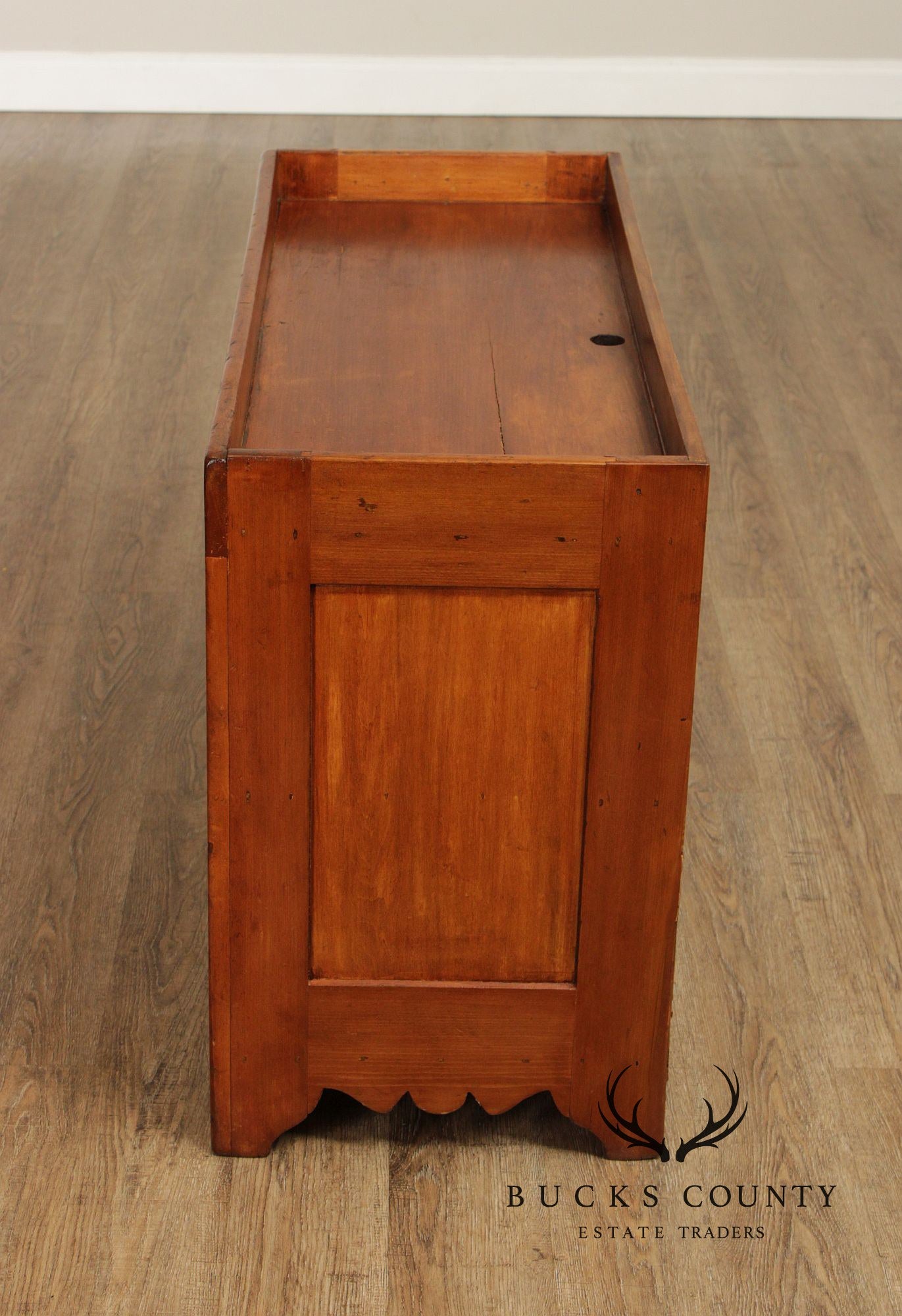 Antique 19th Century Solid Pine Dry Sink Cabinet With Porcelain Knobs