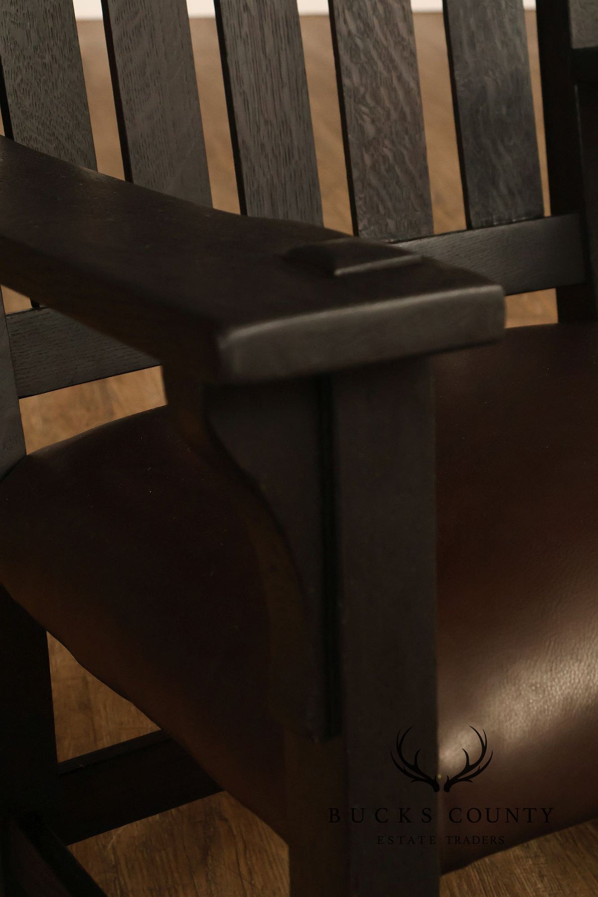 Antique Gustav Stickley Mission Oak V Back Rocking Armchair
