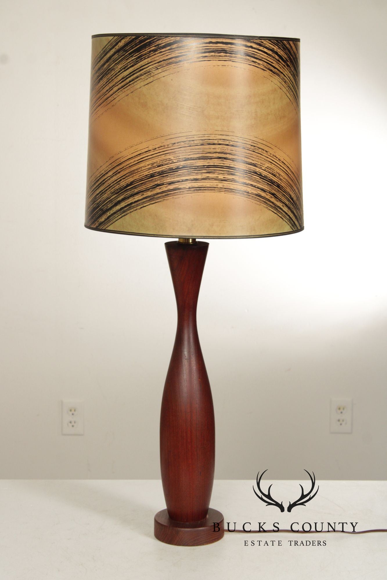 Mid Century Modern Sculpted Teak Table Lamp