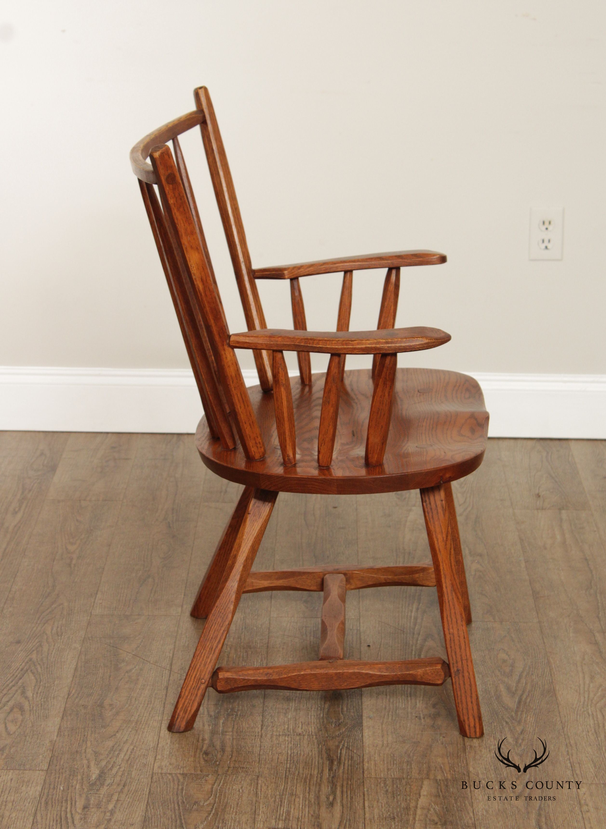 Hunt Country Furniture Rustic Oak Set of Four Windsor Dining Chairs