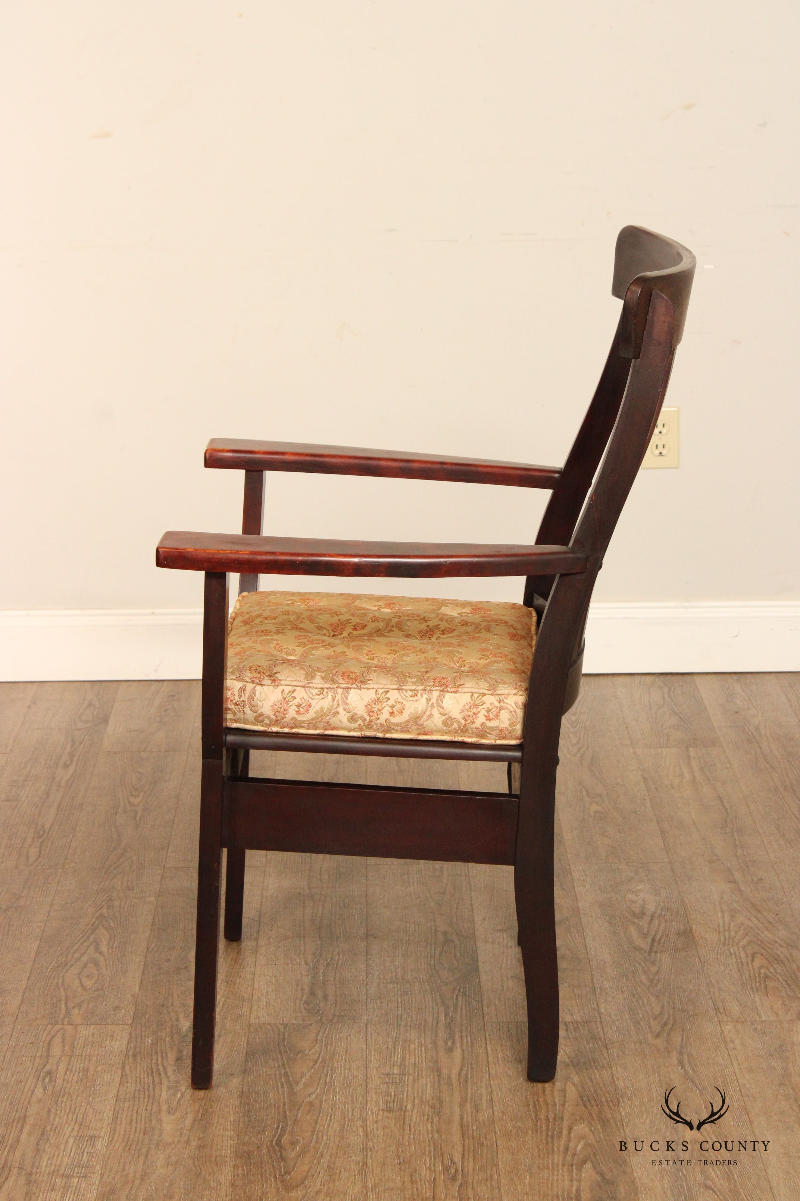 Vintage Arts and Crafts Slat Back Mahogany Armchair