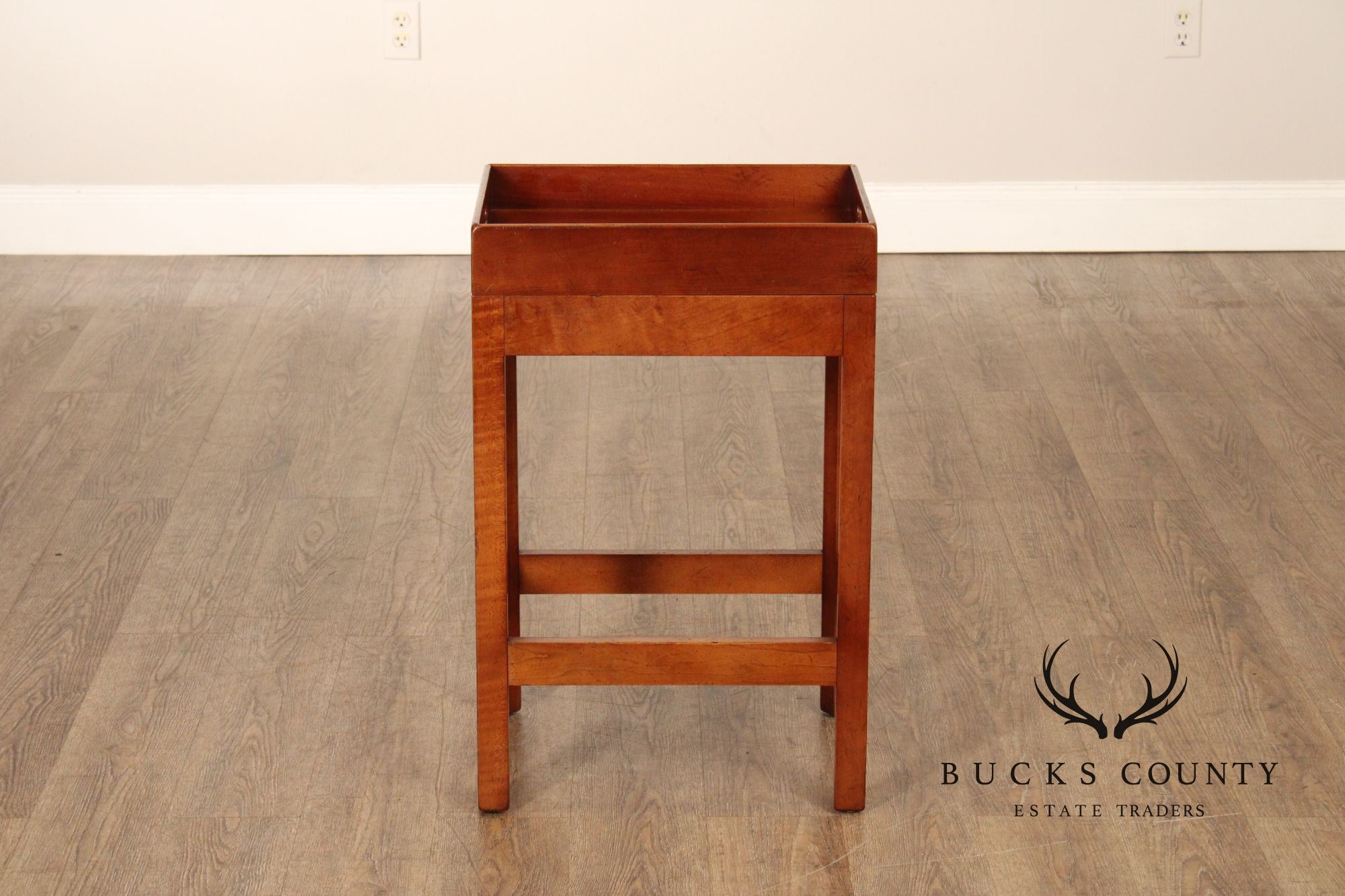 Chippendale Style Pair of Cherry Butler Tray Side Tables